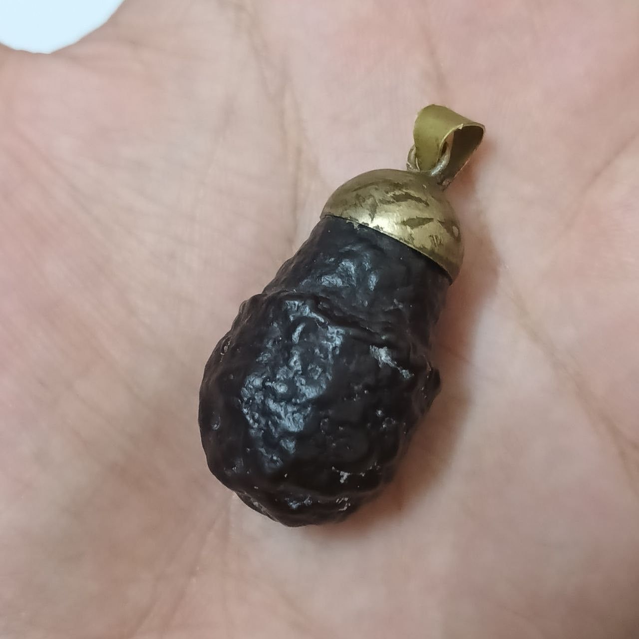 Vintage Vintage Volcanic Meteorite-Style Pendant with Brass Cap Size ONE SIZE - 7 Thumbnail