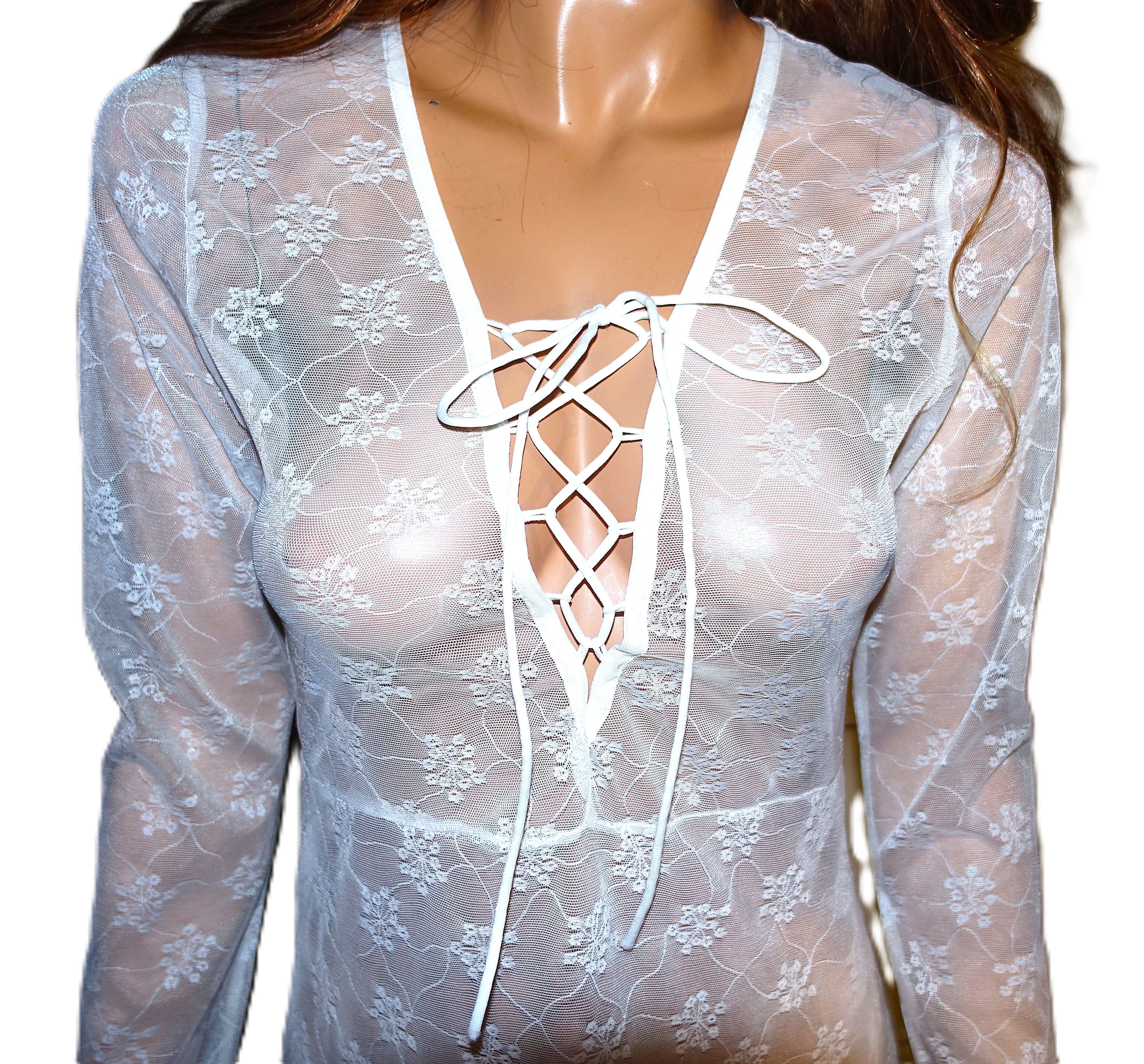 Other Sweet Generis White Sheer Lace Maxi Dress M Size M / US 6-8 / IT 42-44 - 3 Thumbnail