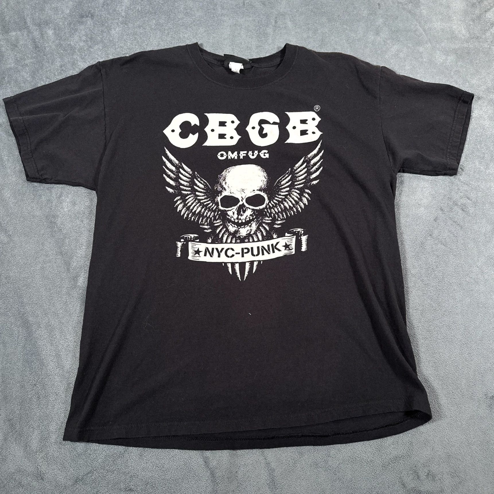 Vintage VINTAGE CBGB Shirt Mens M Black NYC Punk Skull Wings Graphic OMFUG Music Band Shirt Mens Small/Medium Size US M / EU 48-50 / 2 - 6 Thumbnail