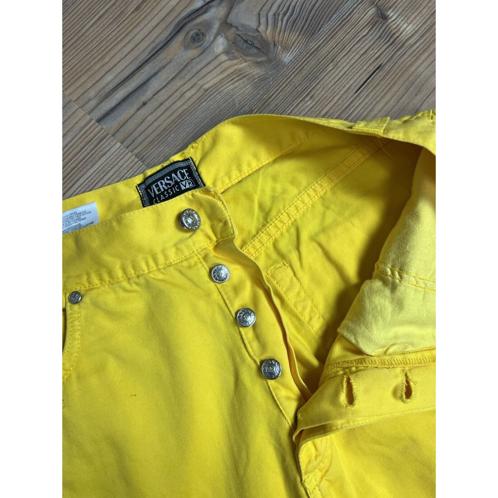 Versace RARE! Versace V2 Classic Men`s Yellow Denim Straight Pants S Size US 33 - 15 Thumbnail