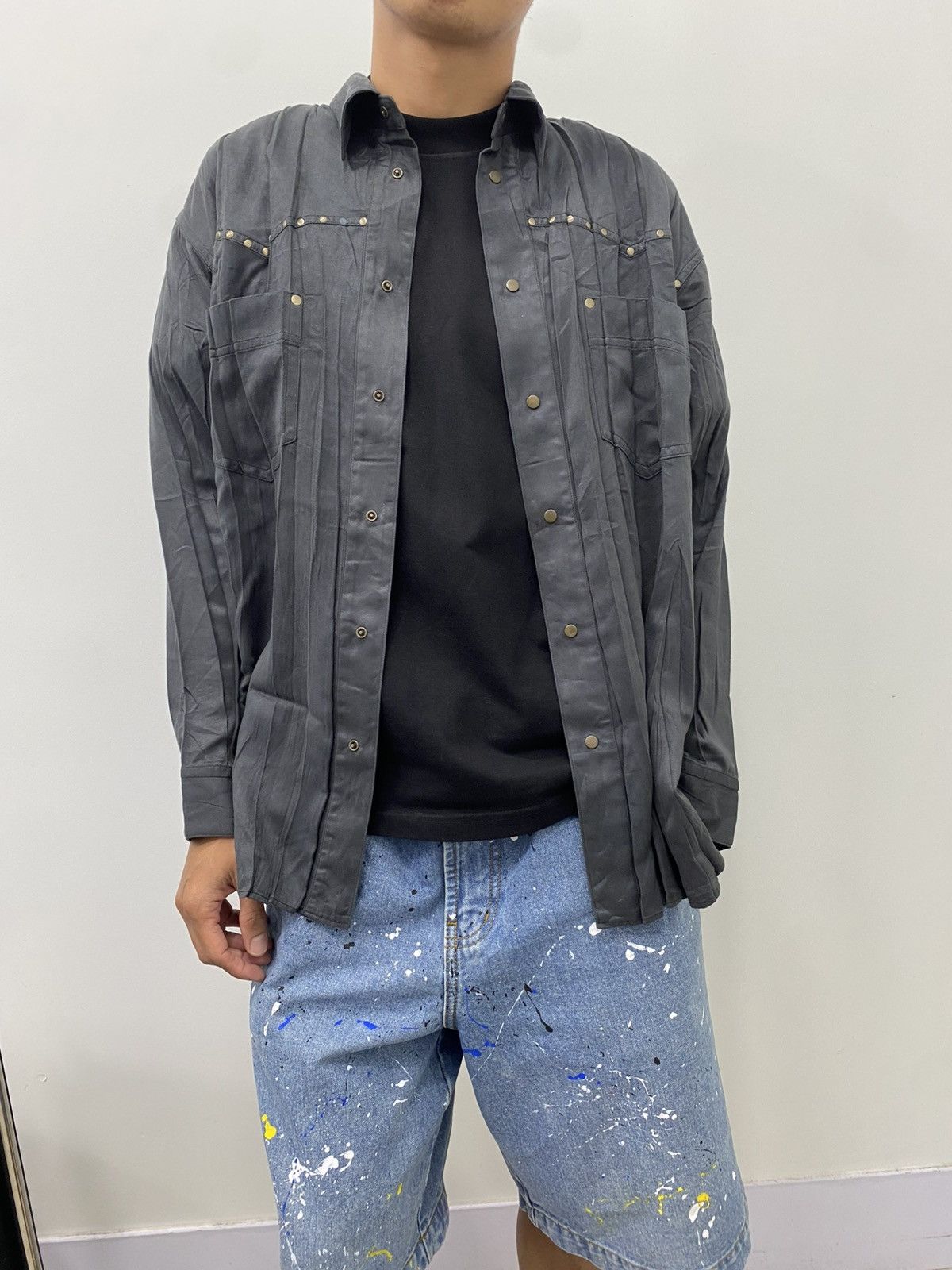 Issey Miyake Vintage Issey miyake pleated westren shirt mainline Size US M / EU 48-50 / 2 - 2 Thumbnail