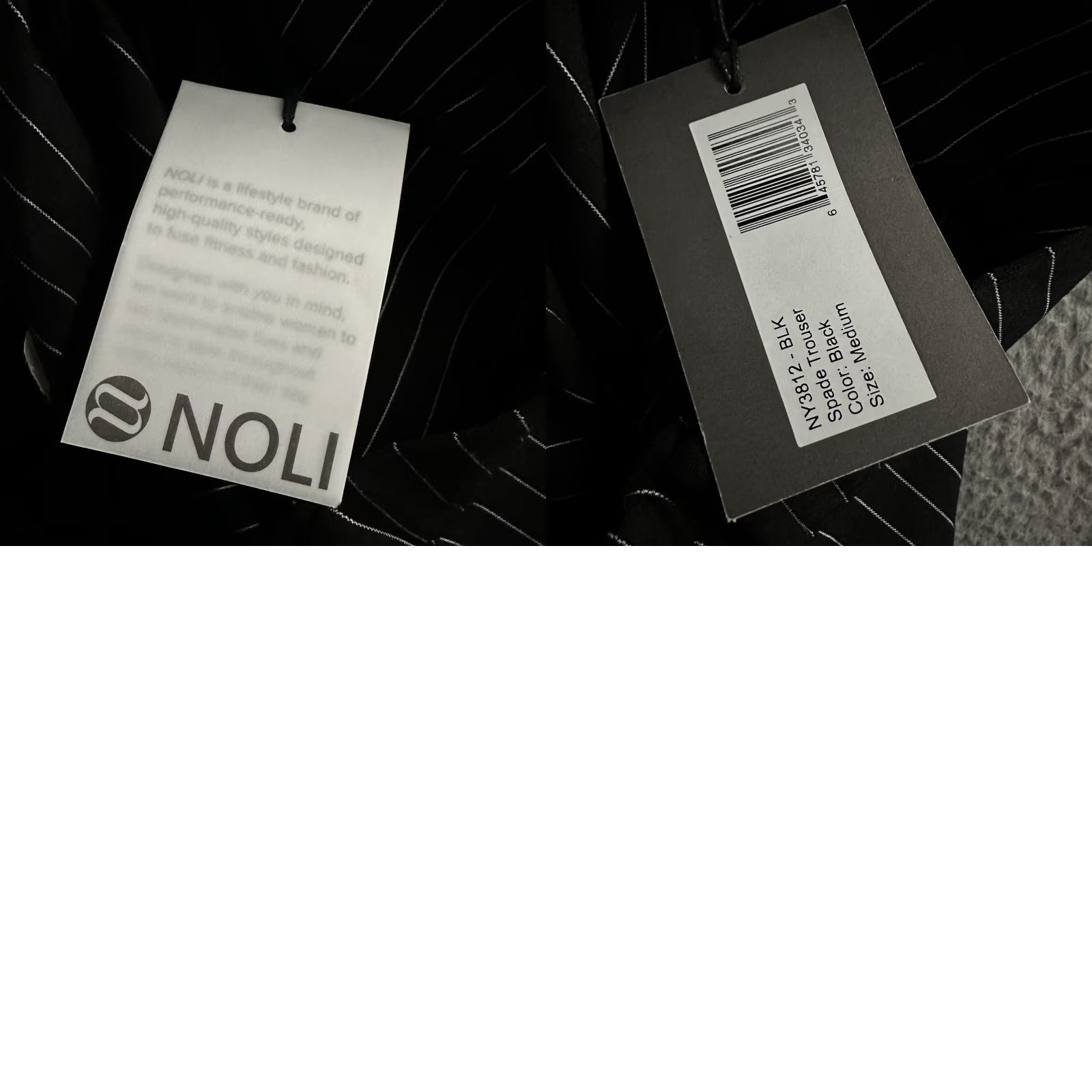 Noli Pants Black M Spade Wide Leg Pinstripe Polyamide Blend Trouser Womens, Regular