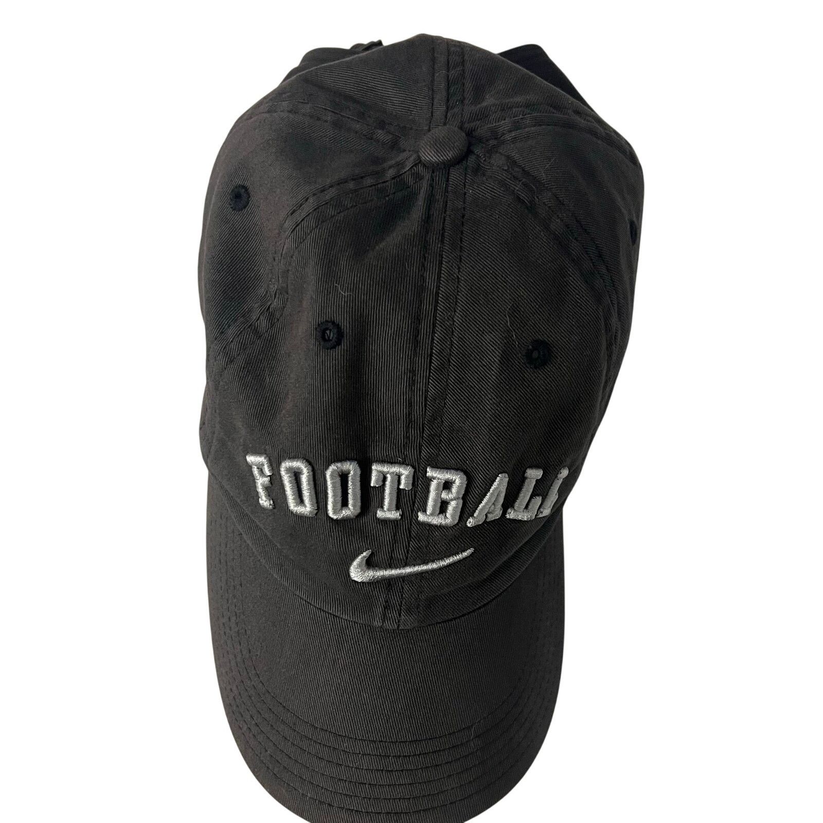 Nike Vtg 90s Nike Football Strapback Hat Adjustable Black Gray Size ONE SIZE - 6 Thumbnail