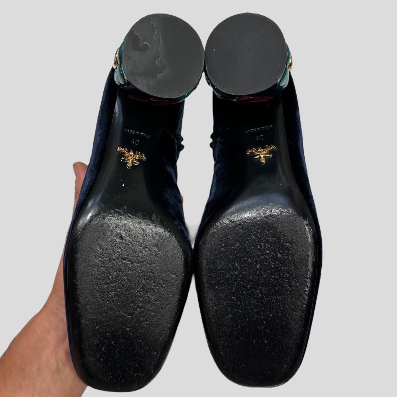 Prada Prada Milano Floral Heel Blue Velvet Boots - UK7 Size US 8 / IT 38 - 6 Thumbnail