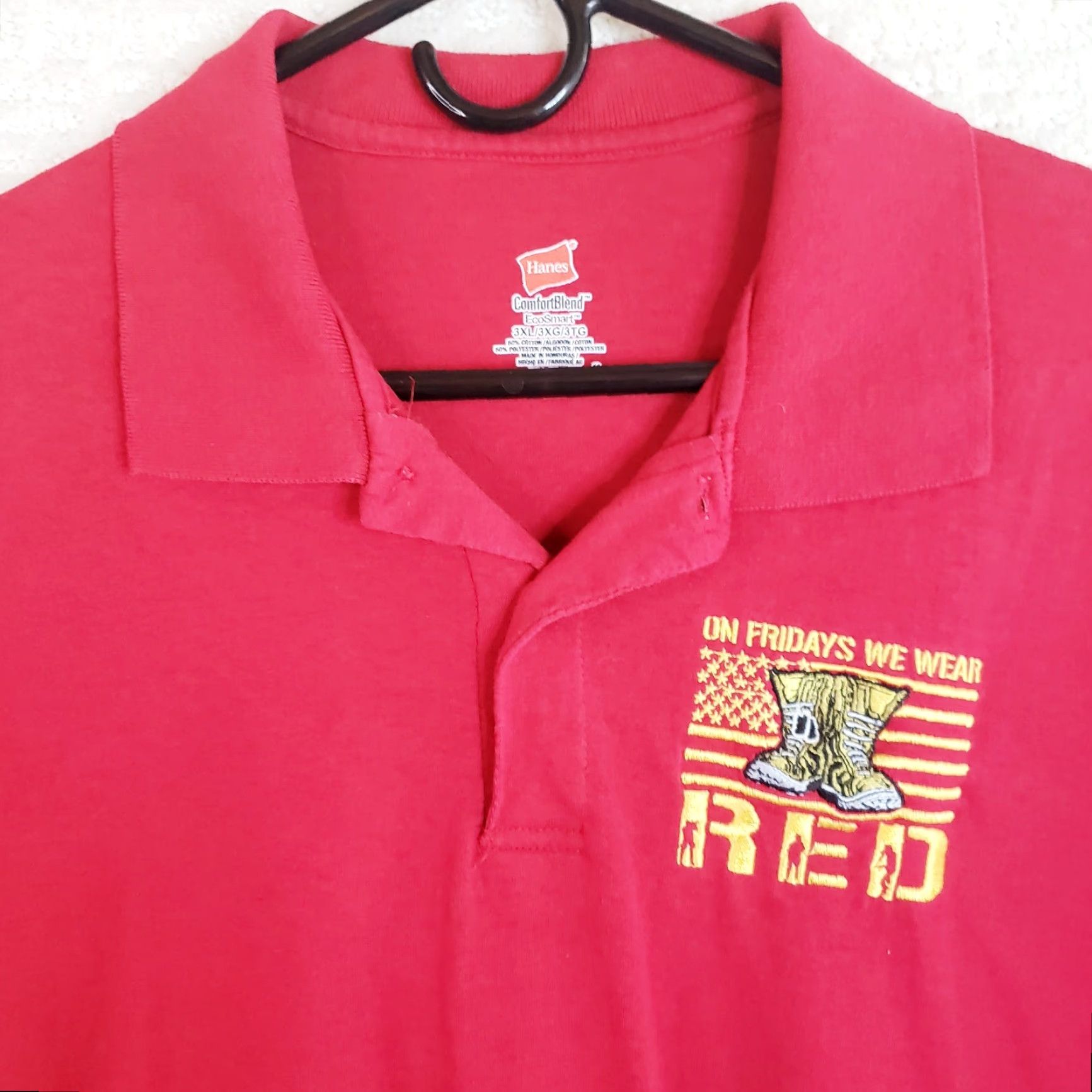Hanes VINTAGE US Marines? ON Fridays We Wear Red Polo Shirt USMC 3XL Red Polo Embroidered USMC Men Big & Tall Polo Shirt Size US XXL / EU 58 / 5 - 3 Thumbnail