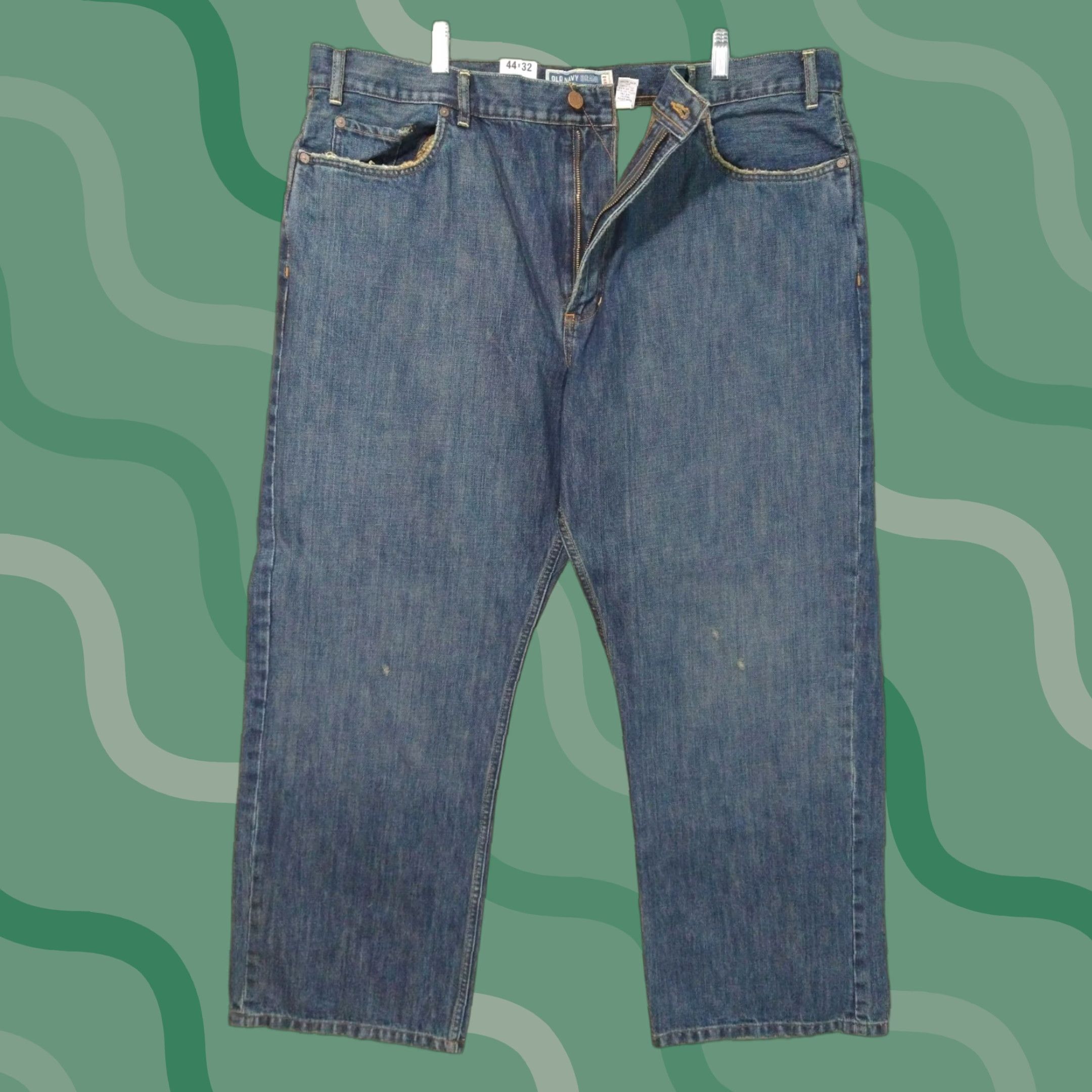 Old Navy Old Navy Jeans Men 44x32 Blue Denim Loose Straight Leg High Rise Dark Wash Jeans Regular Size Type: Jeans Men Wide 5-Pocket Pattern: Solid Size US 44 / EU 60 - 1 Thumbnail