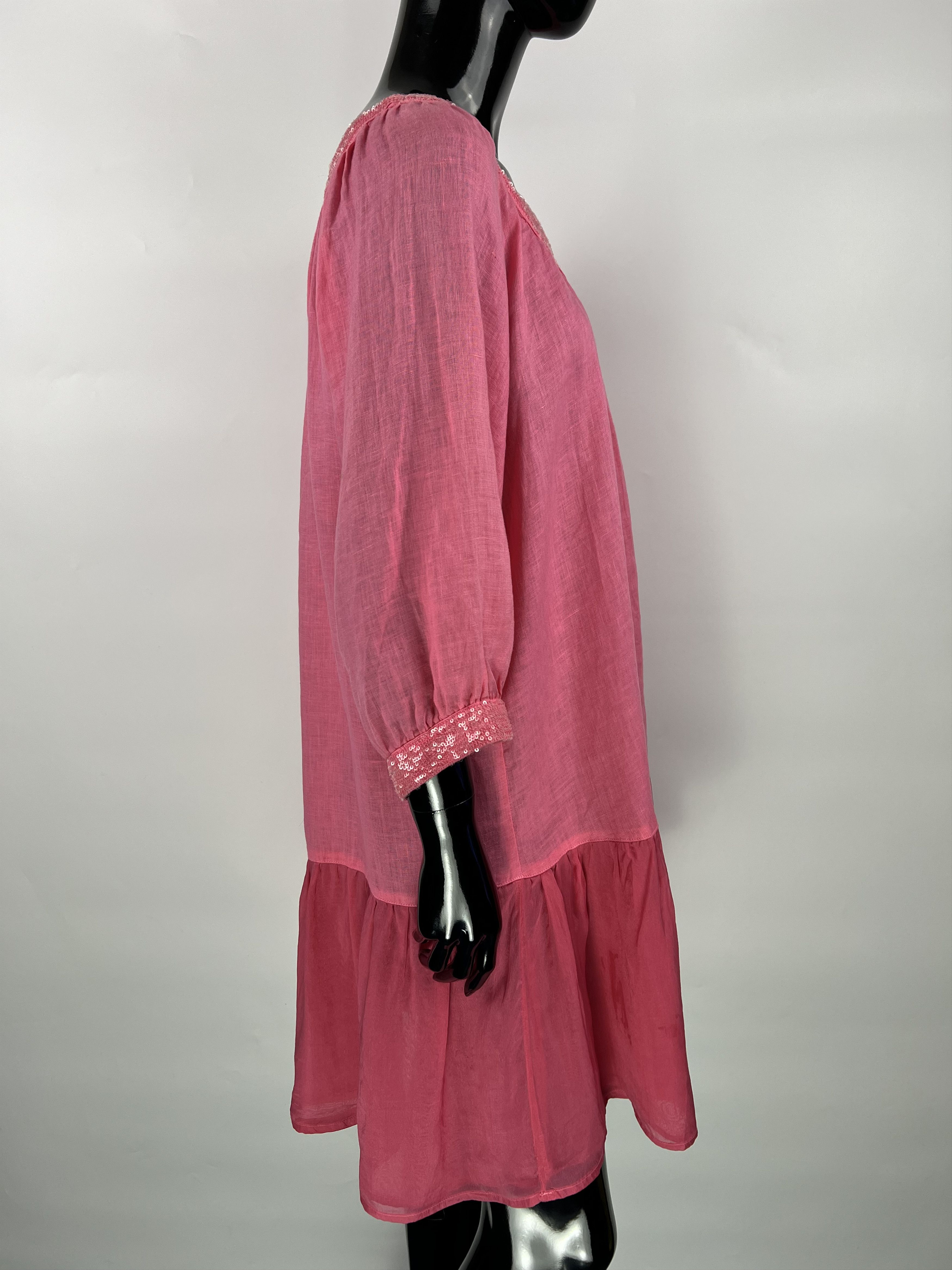 120% Lino 120% Lino Pink Sequins 3/4 Sleeve Short Dress Size IT44 Size M / US 6-8 / IT 42-44 - 2 Thumbnail