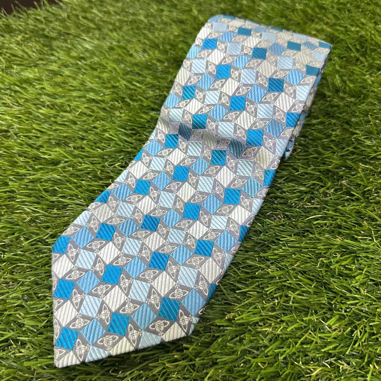 Vivienne Westwood Vivienne Westwood Silk Tie Blue Geometric Orb Italy Size ONE SIZE - 1 Thumbnail