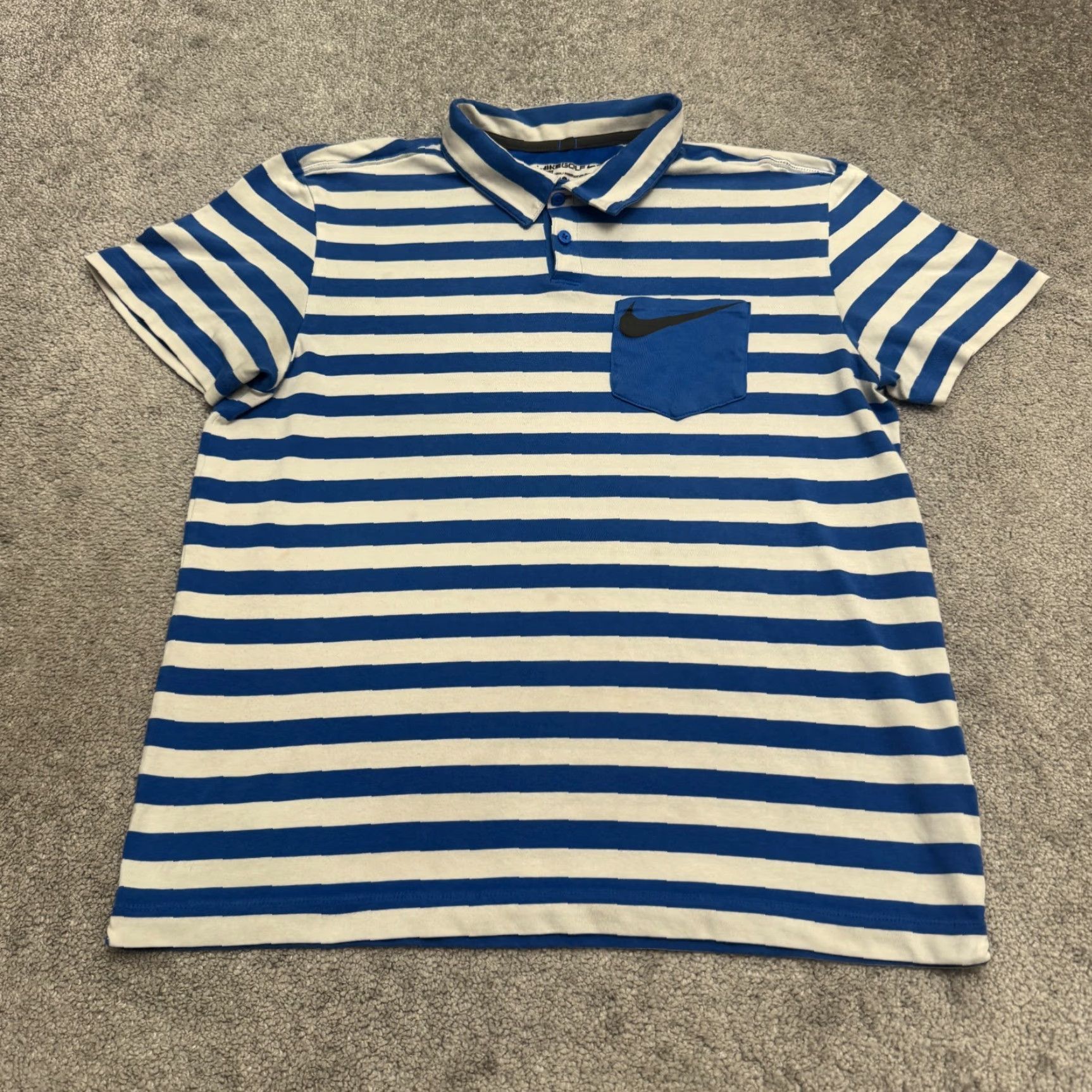 Nike Nike Golf Dri-Fit Polo Shirt Mens L Blue White Striped Short Sleeve Activewear Shirts Size US L / EU 52-54 / 3 - 2 Thumbnail