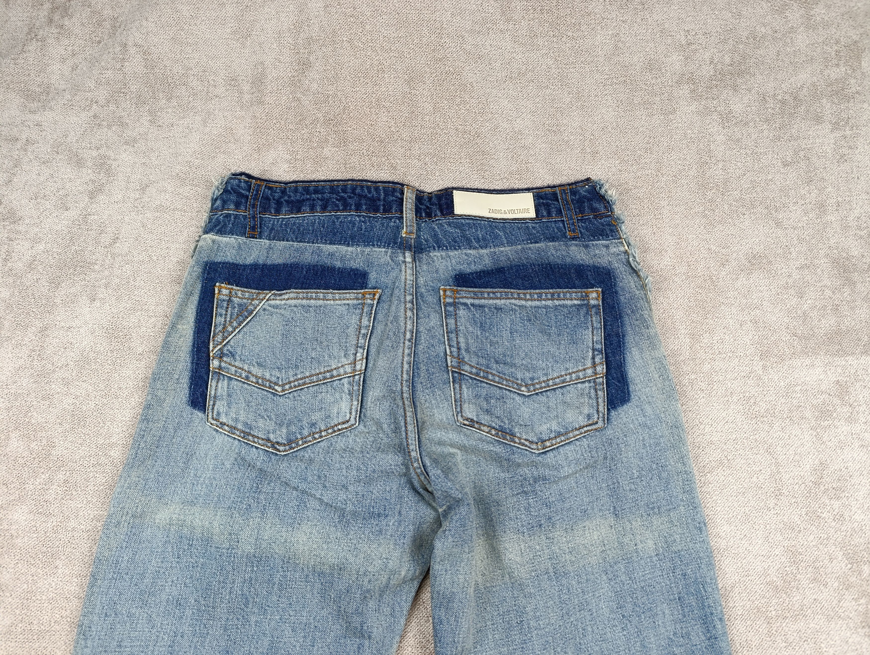 ZADIG VOLTAIRE DELUXE BOYFIX PATCHWORK BOYFRIEND JEANS BLUE