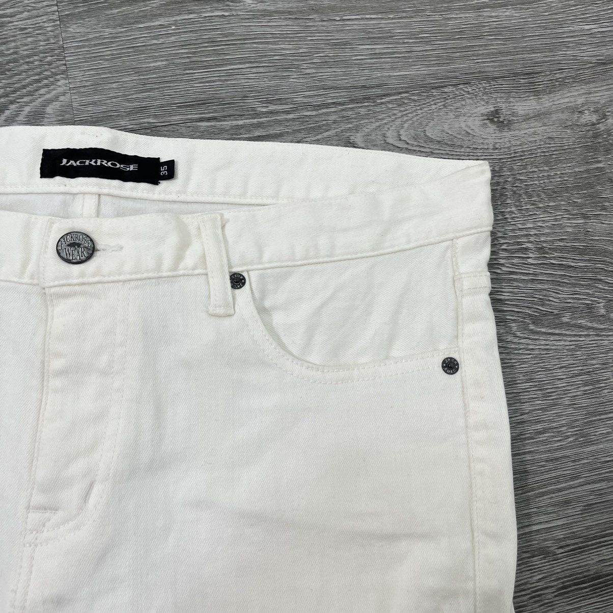 JACKROSE 2000's Jackrose Ripped White Denim Pant Stretch Lgb Style Size US 35 - 6 Thumbnail
