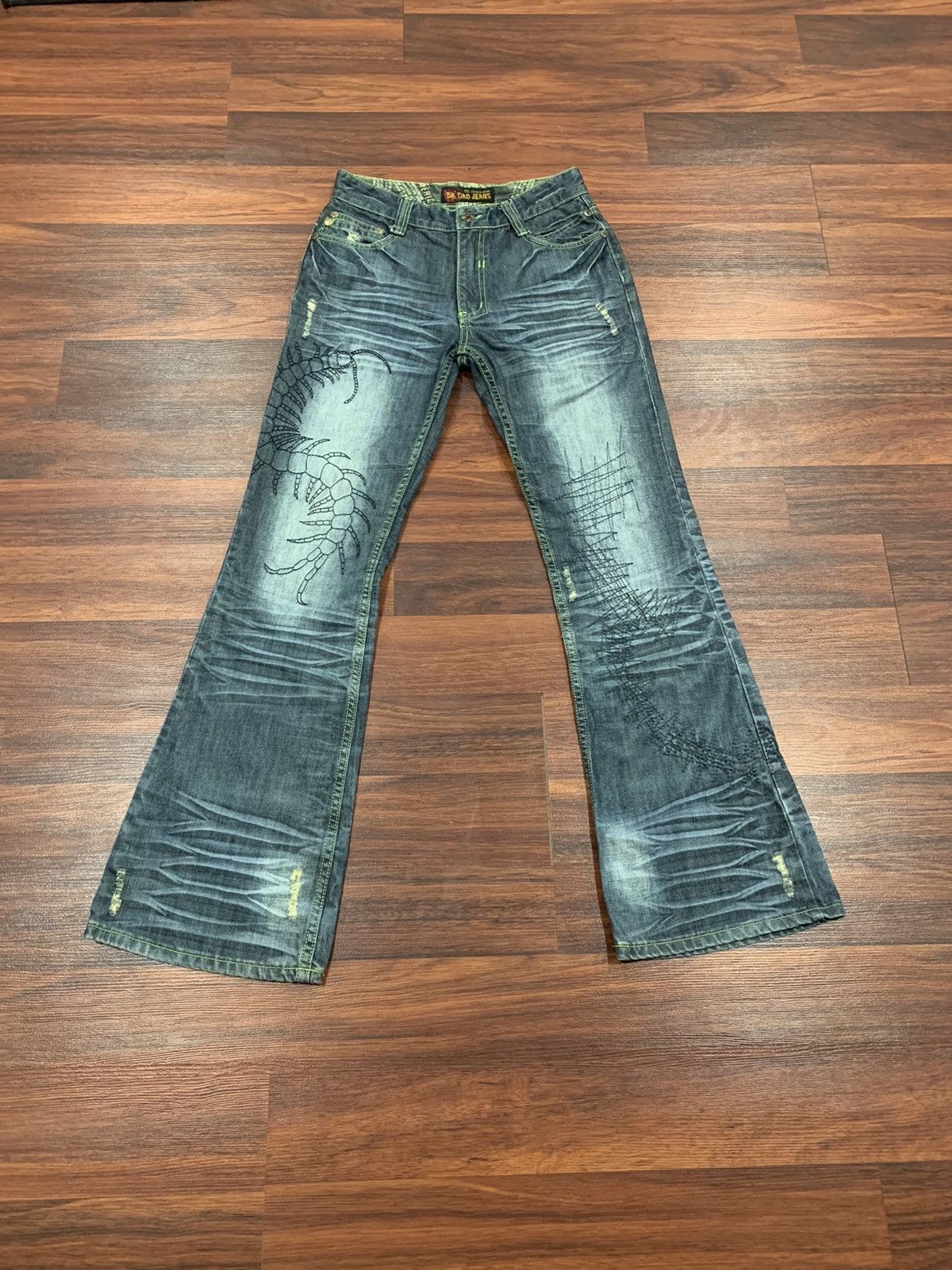 If Six Was Nine Ba Dao Embroidered Flared Jeans Pants ( unisex ) Size US 29 - 1 Thumbnail