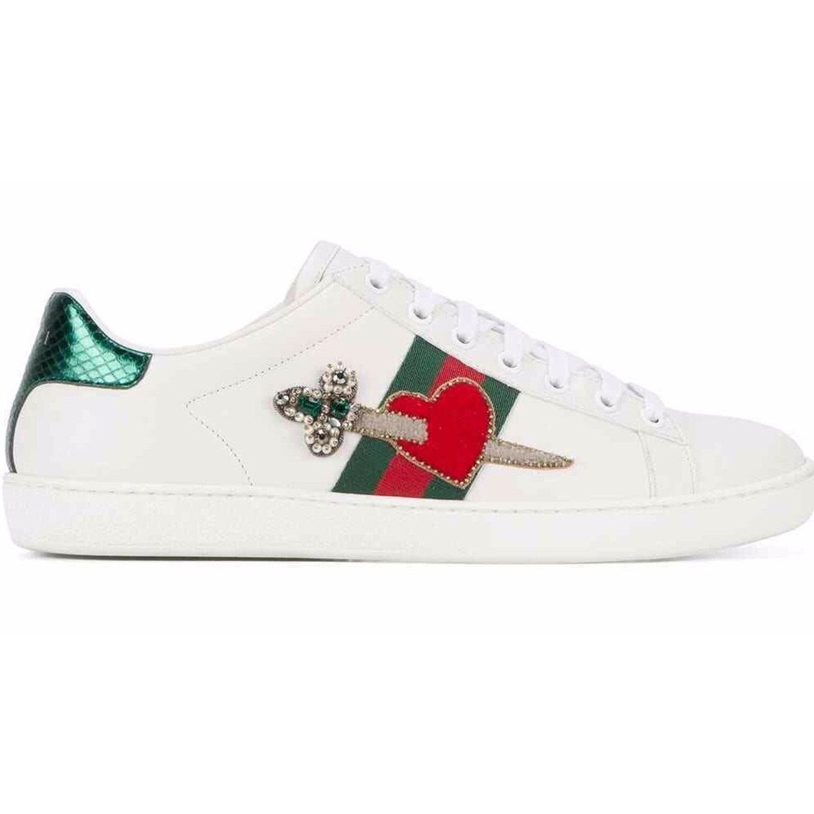 Gucci Gucci New Leather Red Heart Dagger Flat Trainer Sneaker 41.5 Size US 11.5 / IT 41.5 - 1 Thumbnail