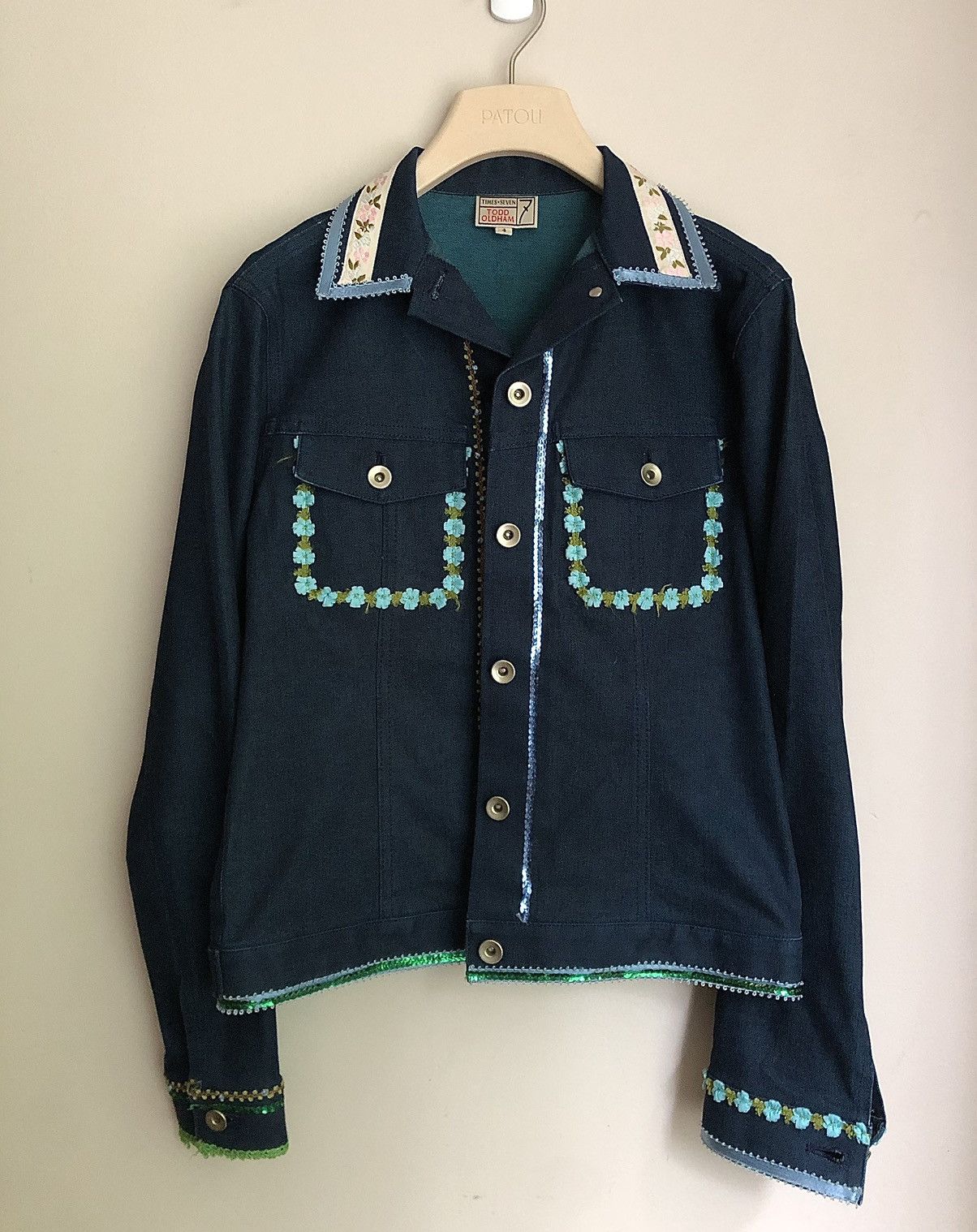 Todd Oldham Todd Oldham Vintage Sequin, Lace, Floral Trim Denim Jacket Size M / US 6-8 / IT 42-44 - 19 Thumbnail