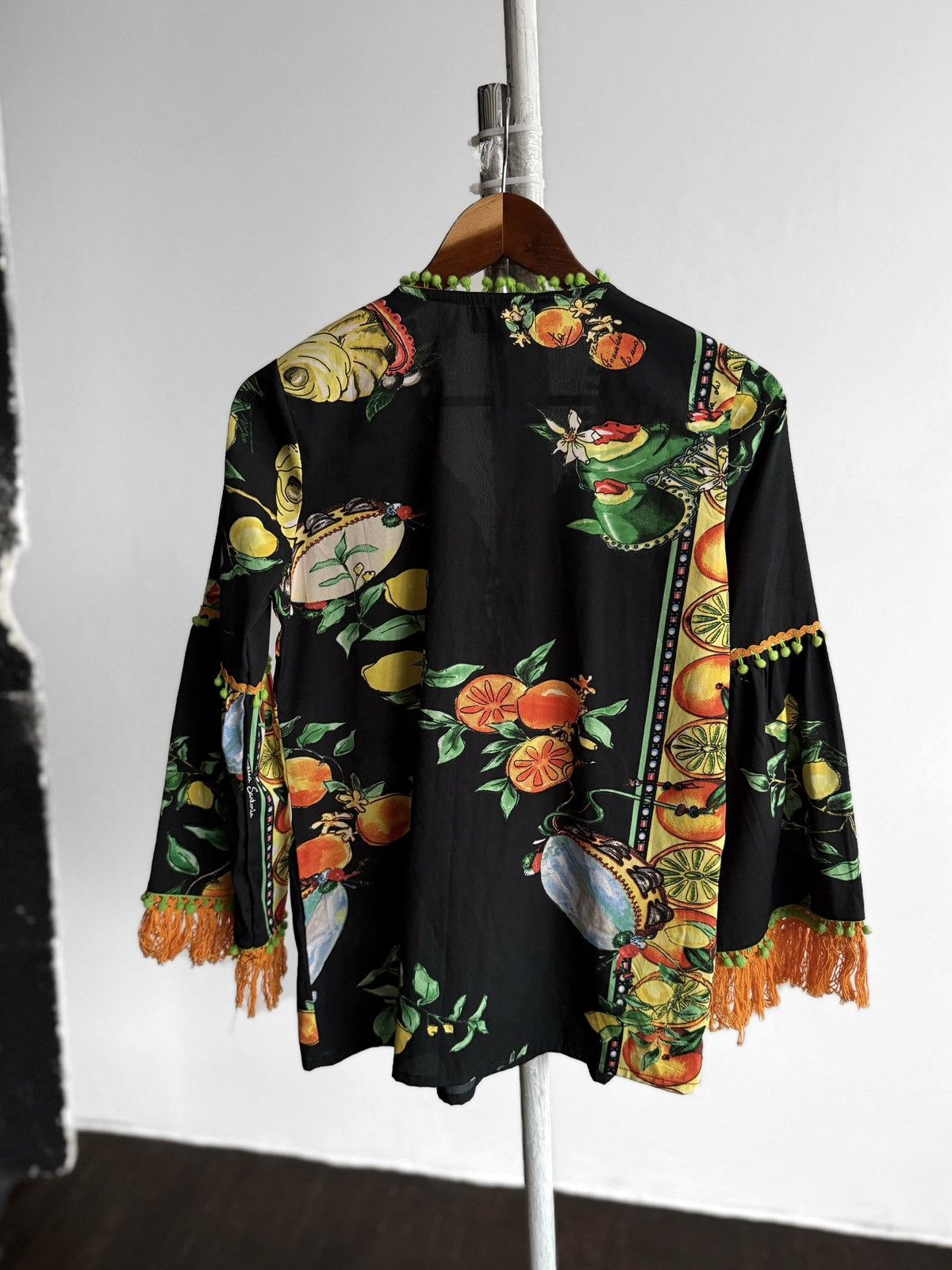 Other Antica Sartoria Womens Black Floral Fruit Print Blouse Top Size S / US 4 / IT 40 - 2 Thumbnail