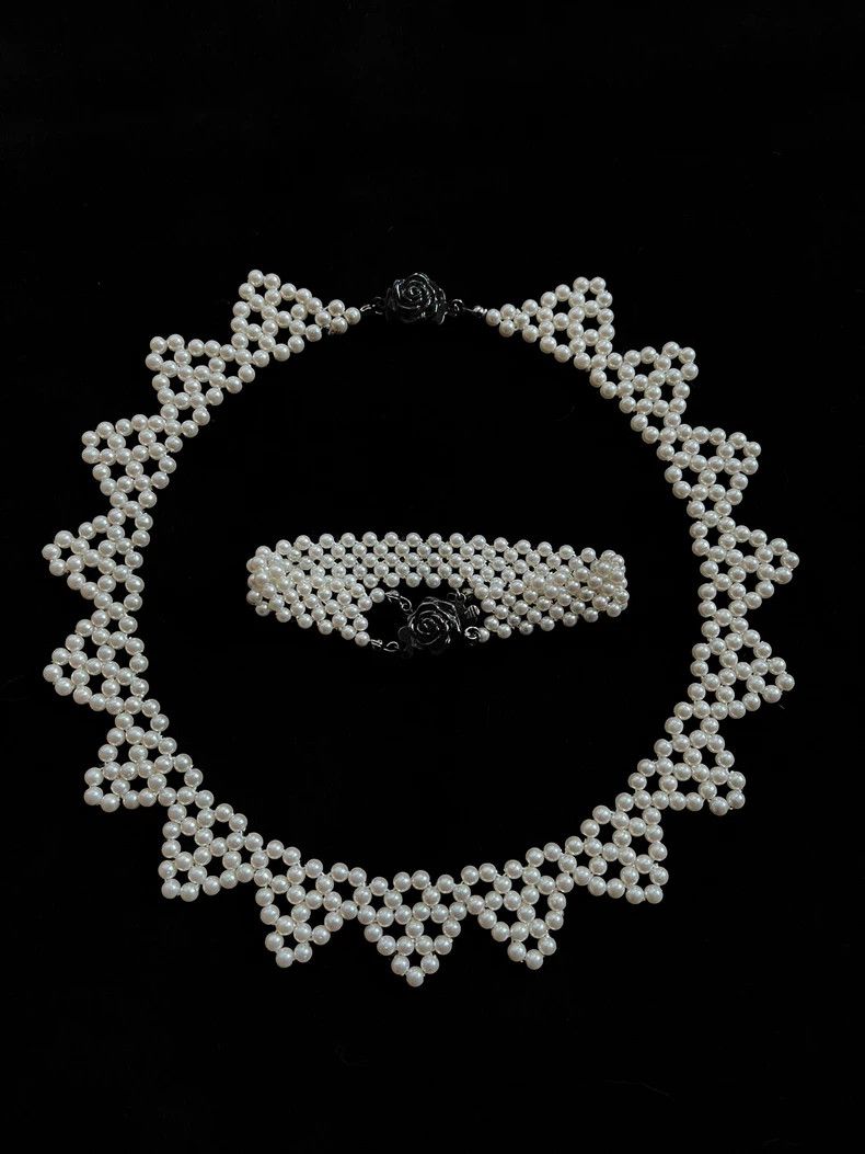 Kenzo Kenzo Pearl Rose Necklace Bracelet Set Size ONE SIZE - 1 Thumbnail