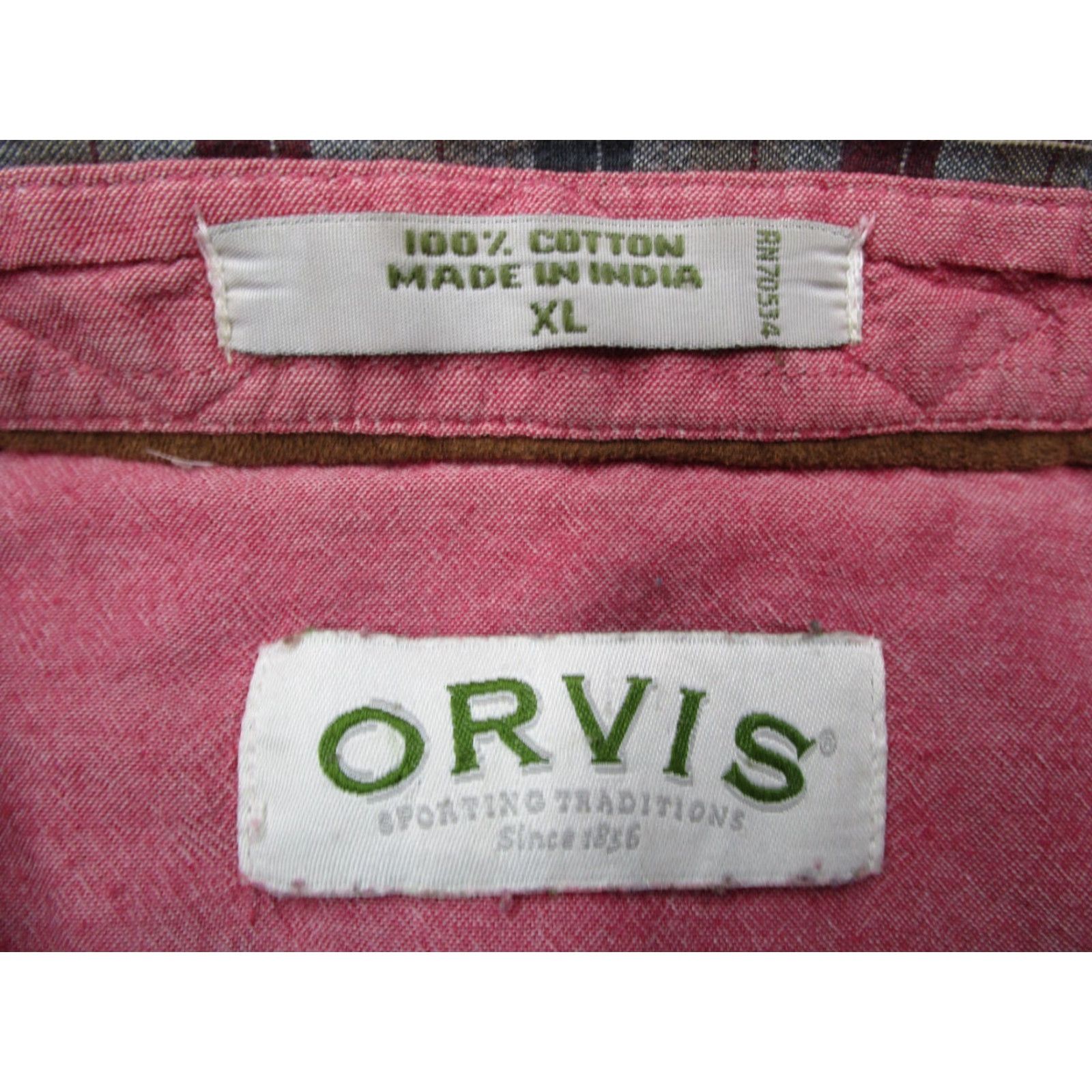 Orvis VINTAGE Orvis Mens Short Sleeve Check Shirt XL Red Casual Lightweight Cotton 90s Retro Size US XL / EU 56 / 4 - 3 Thumbnail