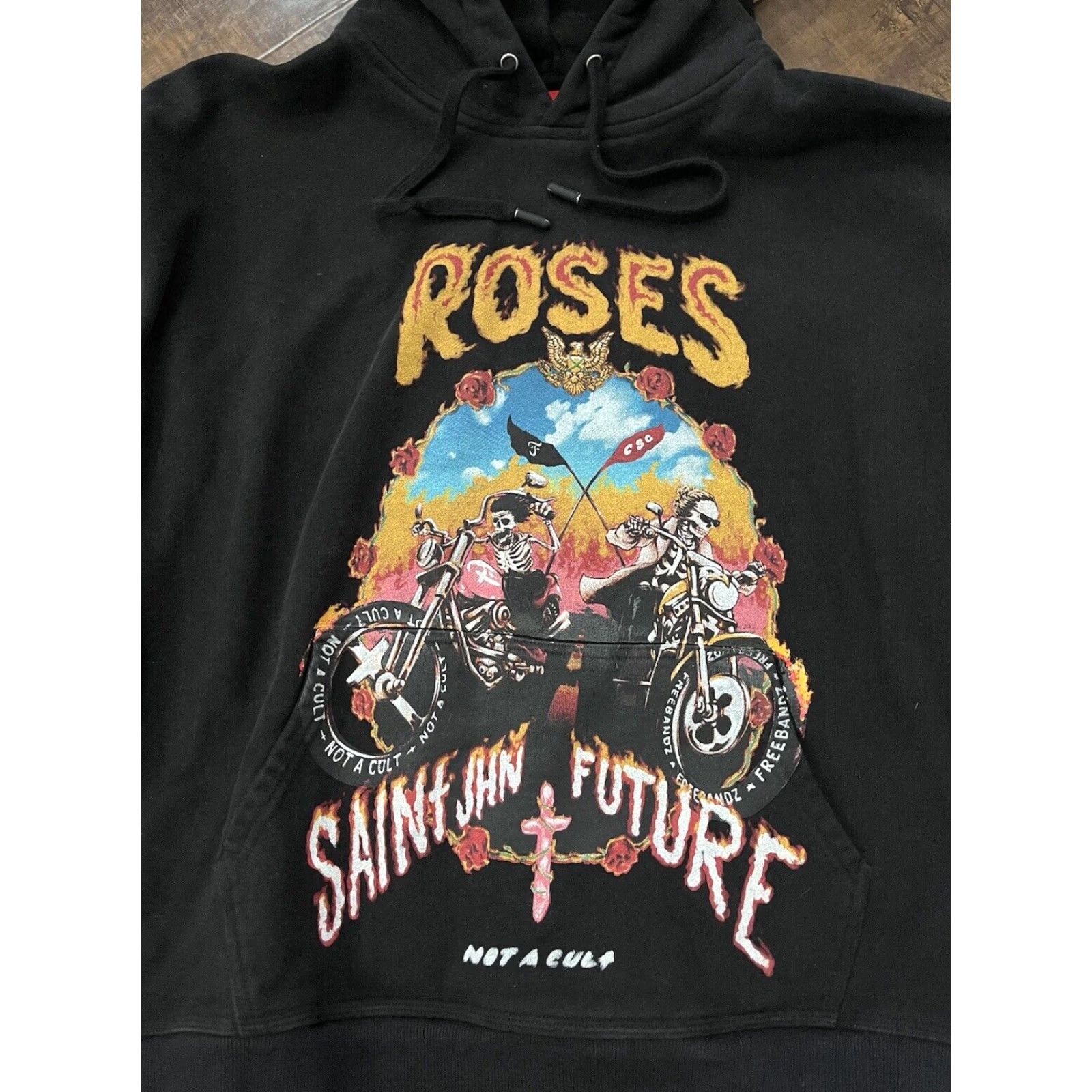 Vintage SAINT JHN x Future Roses Mens Black Hoodie Sweatshirt Merch Tour Not A Cult Rap Hoodie Sweatshirt Mens Black Roses 2020s Mens Size US M / EU 48-50 / 2 - 2 Thumbnail