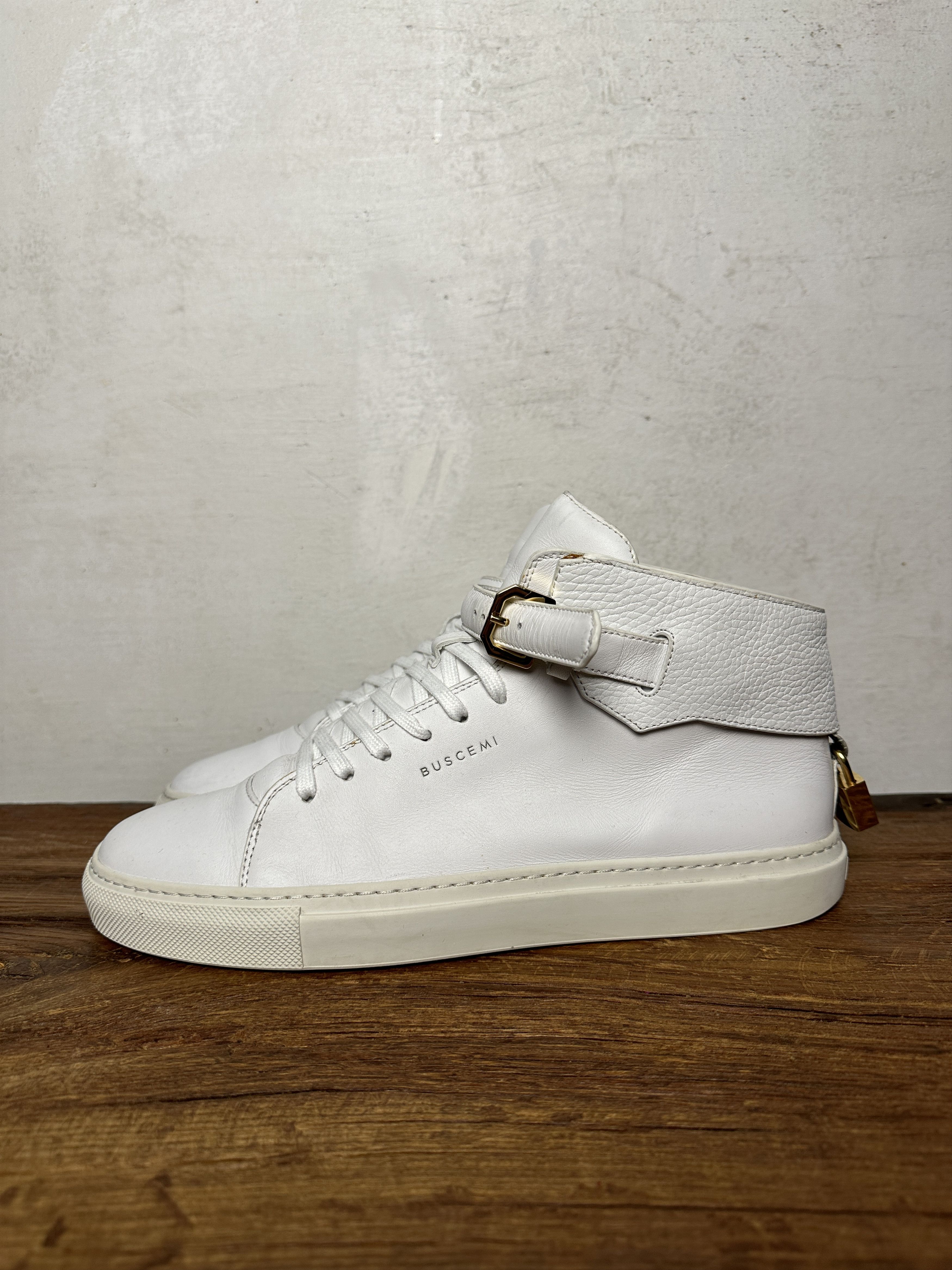 Buscemi 100MM Buckle White Sneakers Hi Top Sneakers