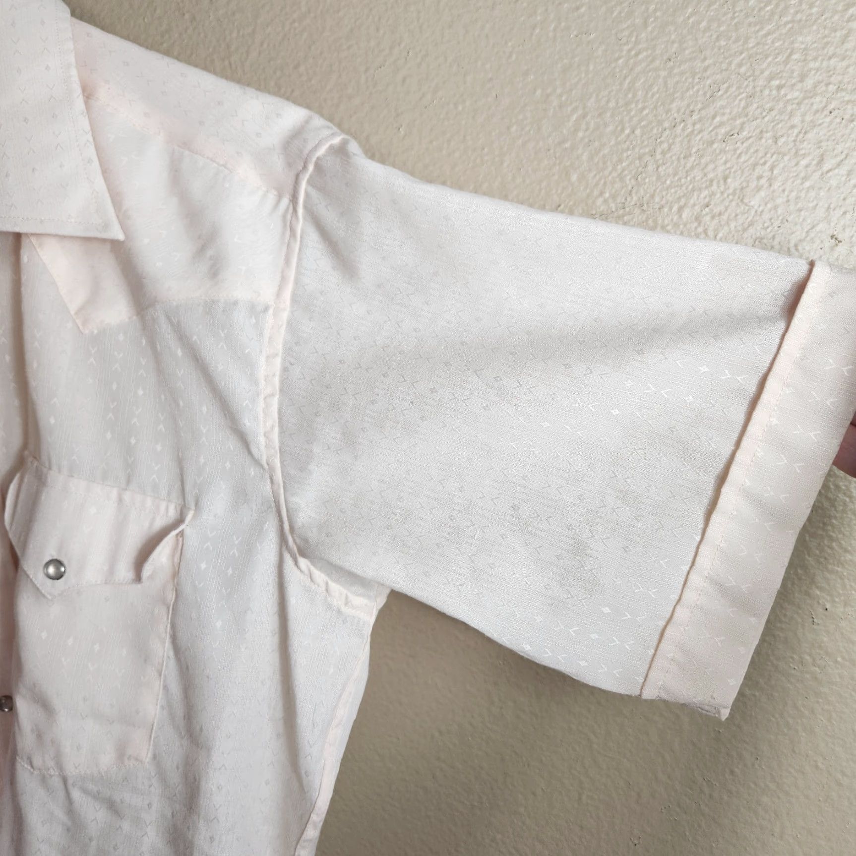 Vintage VINTAGE Panhandle Slim Mens Shirt | Size 16 ML | Light Peach SS Western Pearl Snap Shirt Size US M / EU 48-50 / 2 - 6 Thumbnail