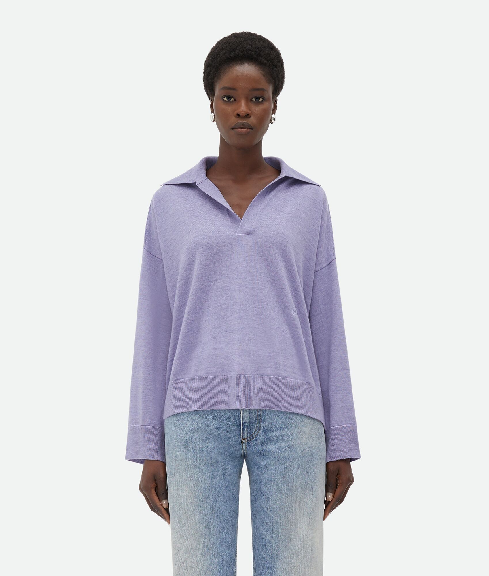 Bottega Veneta o1bcso1str0225 Light Wool Polo Shirt in Purple Size L / US 10 / IT 46 - 4 Thumbnail