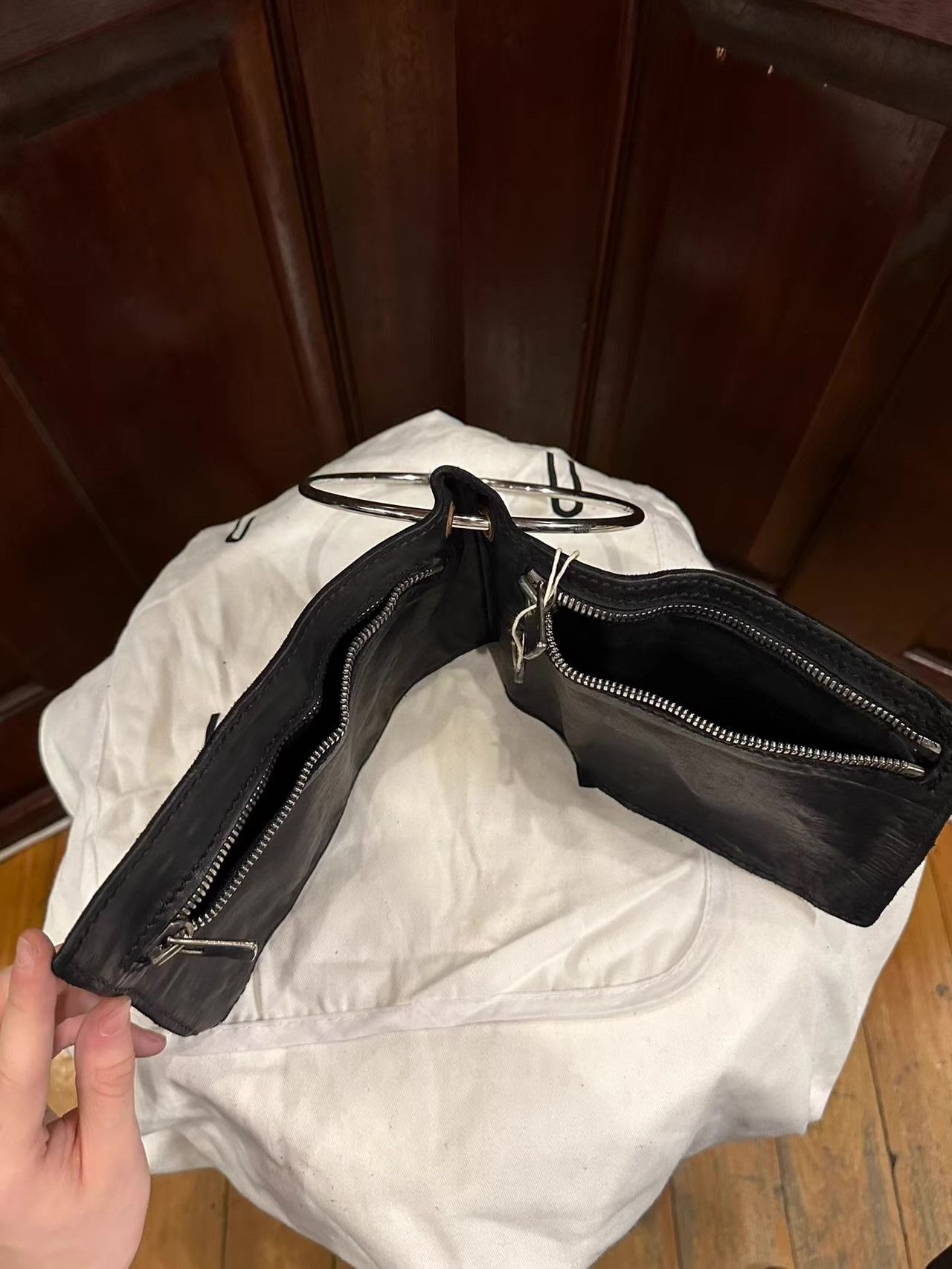Guidi GUIDI Black G10 Ring‑Detail Foldable Handbag Ｑ25 Size ONE SIZE - 3 Thumbnail