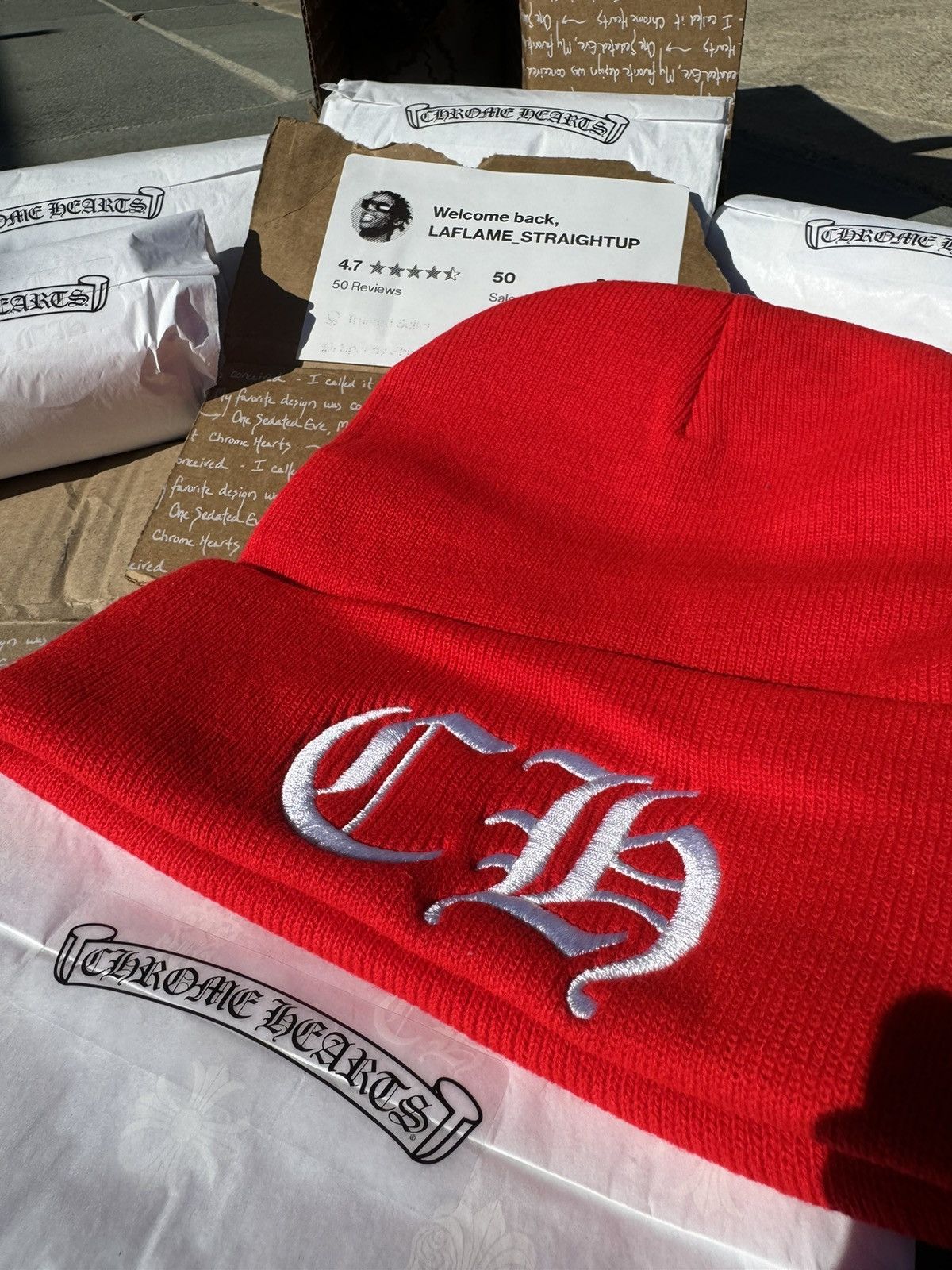 Chrome Hearts Chrome Hearts Red CH Beanie 🔴 Red BN 🔴 Size ONE SIZE - 8 Thumbnail