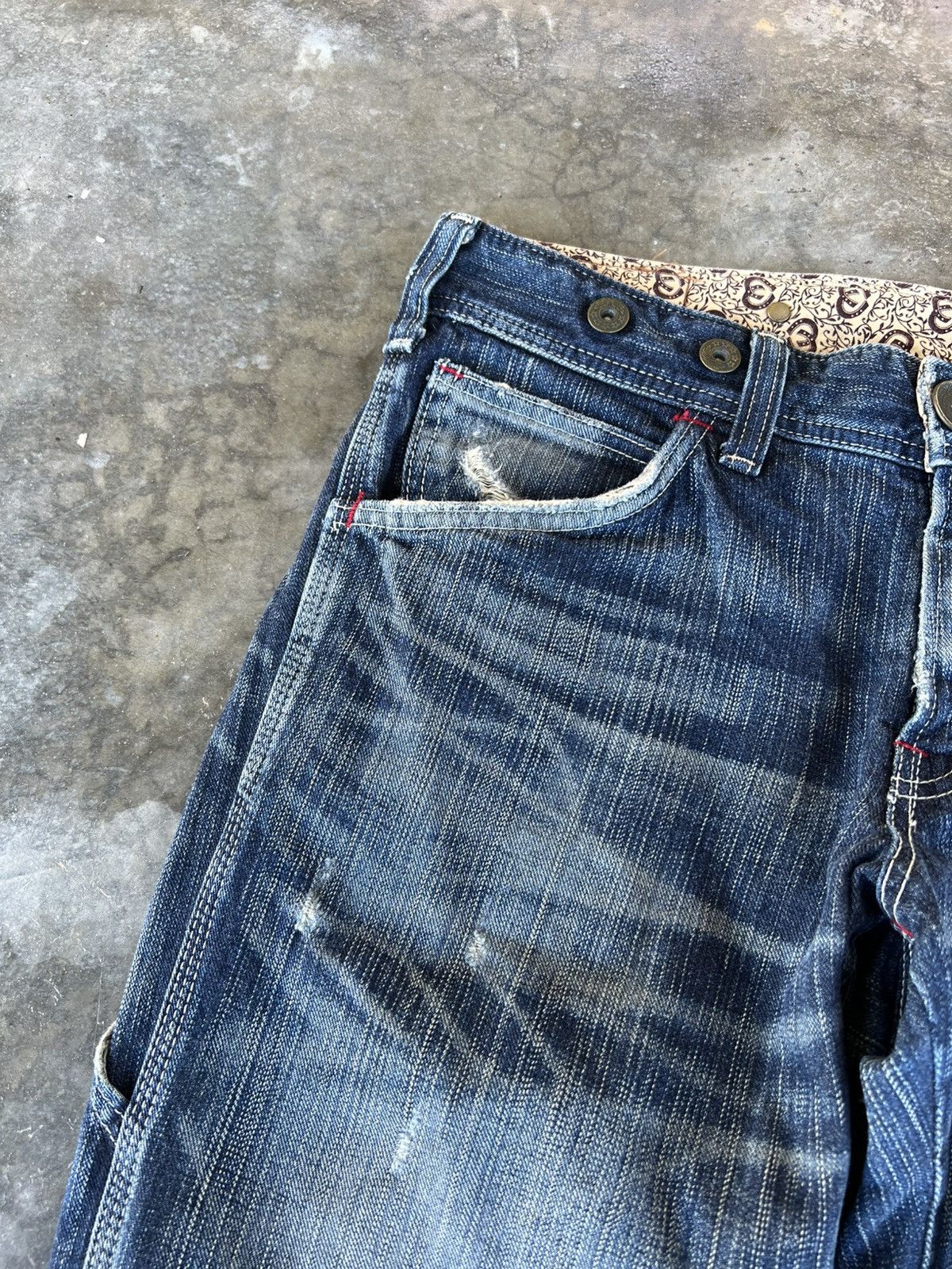 Edwin Vintage Flare Edwin 503 Blue Trip Distress Jean Size US 31 - 11 Thumbnail