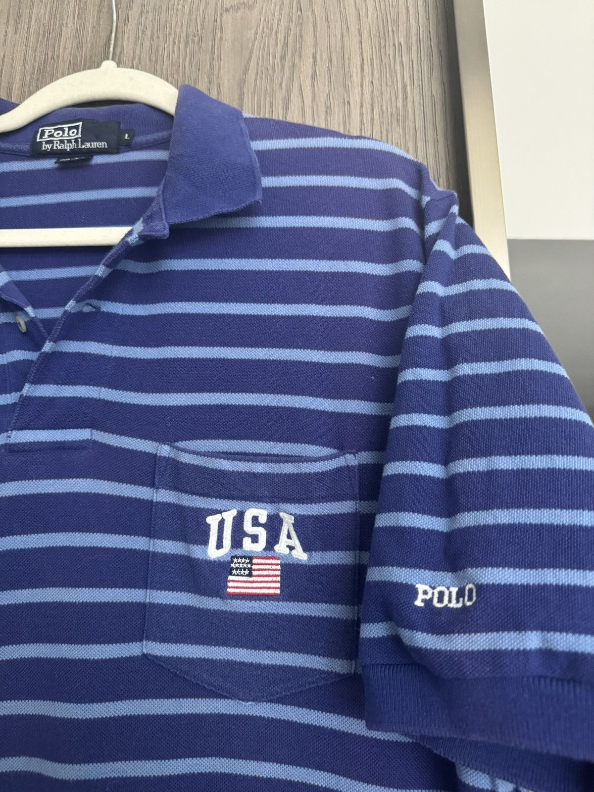 Vintage Vintage Polo Ralph Lauren USA Polo Shirt Size US L / EU 52-54 / 3 - 1 Thumbnail
