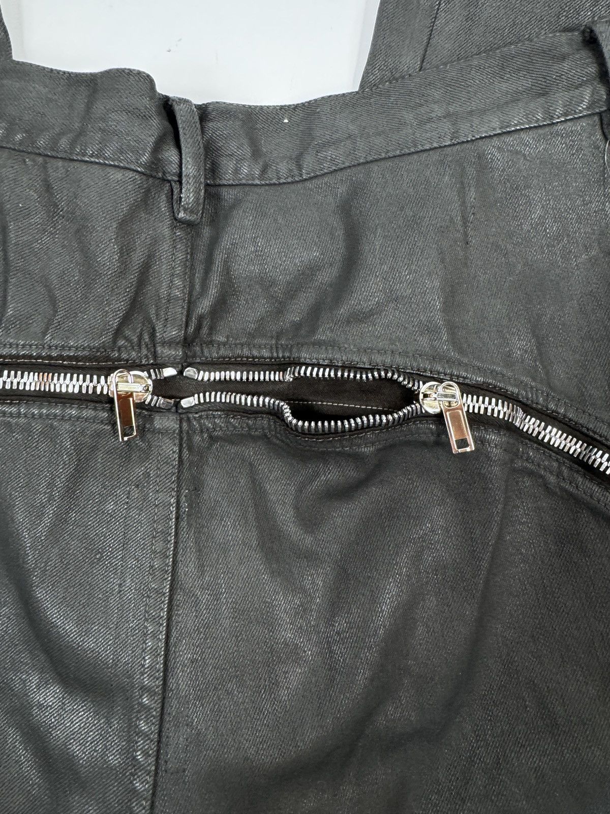 Rick Owens BLACK WAX ZIP DETAILED TROUSERS Size US 34 / EU 50 - 4 Thumbnail