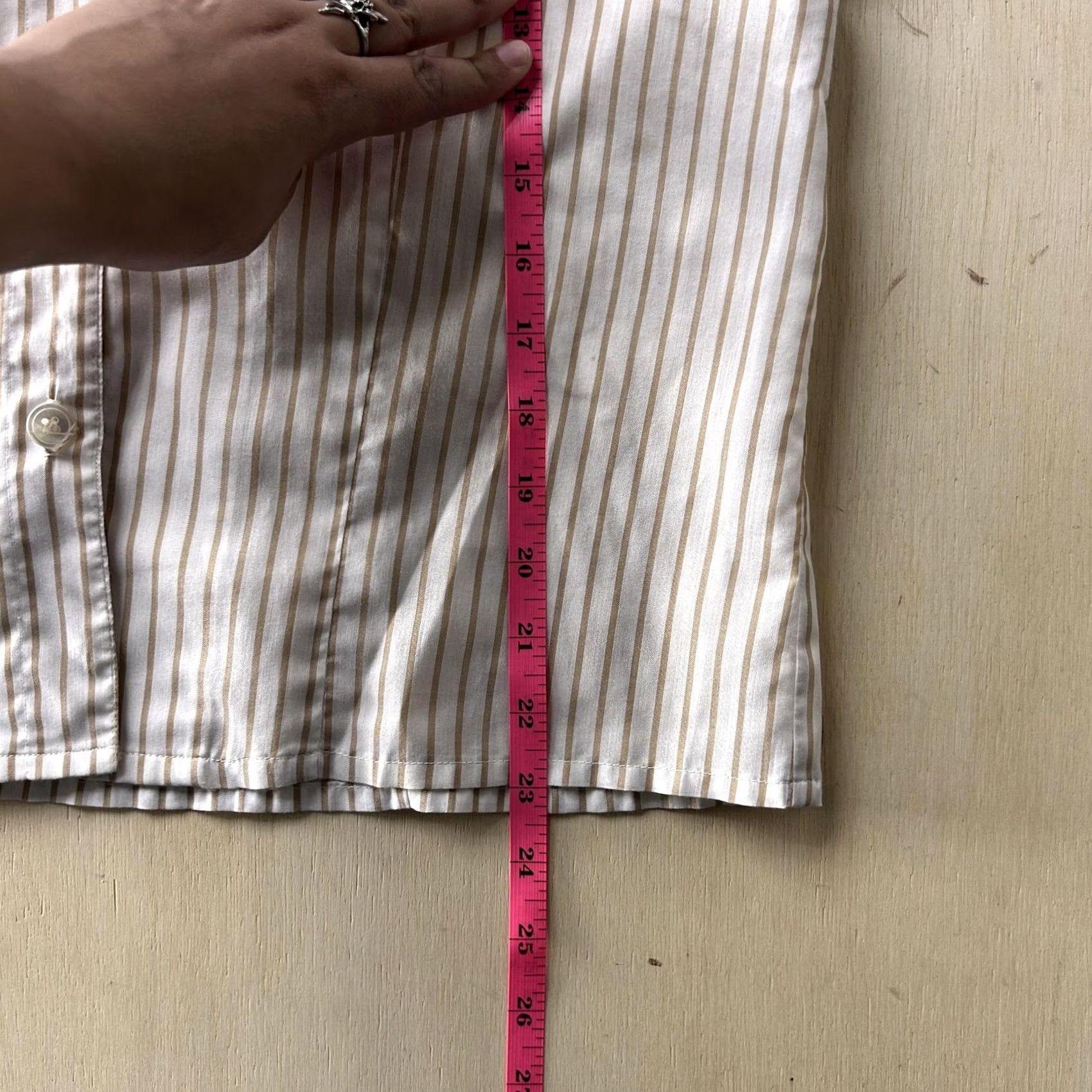 Evan Picone Evan Picone Button-Up Shirt Womens Medium White Stripe 3/4 Sleeve Top Blouse Size M / US 6-8 / IT 42-44 - 5 Thumbnail