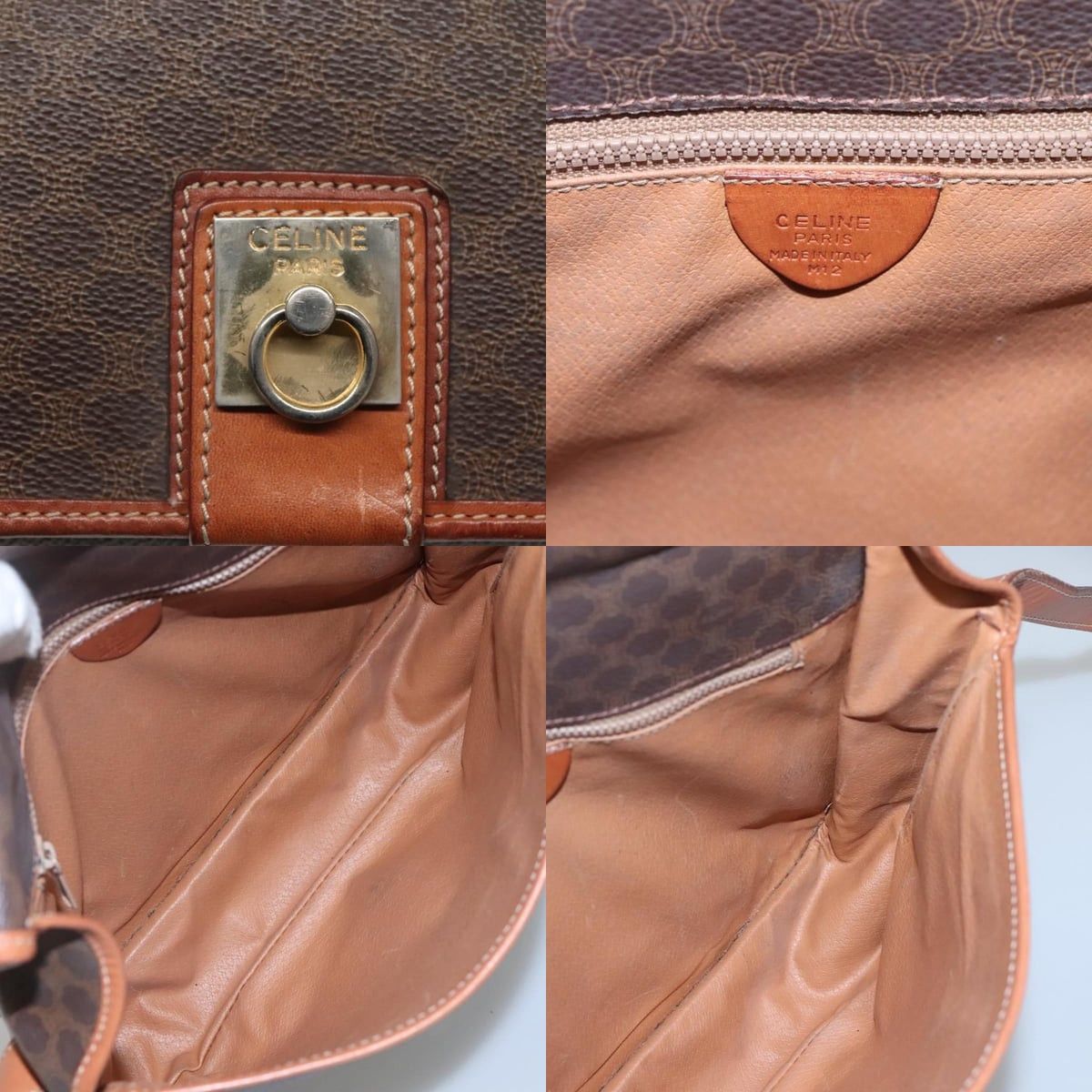 Celine CELINE Macadam Canvas Shoulder Bag Pvc Leather Brown Size ONE SIZE - 11 Thumbnail