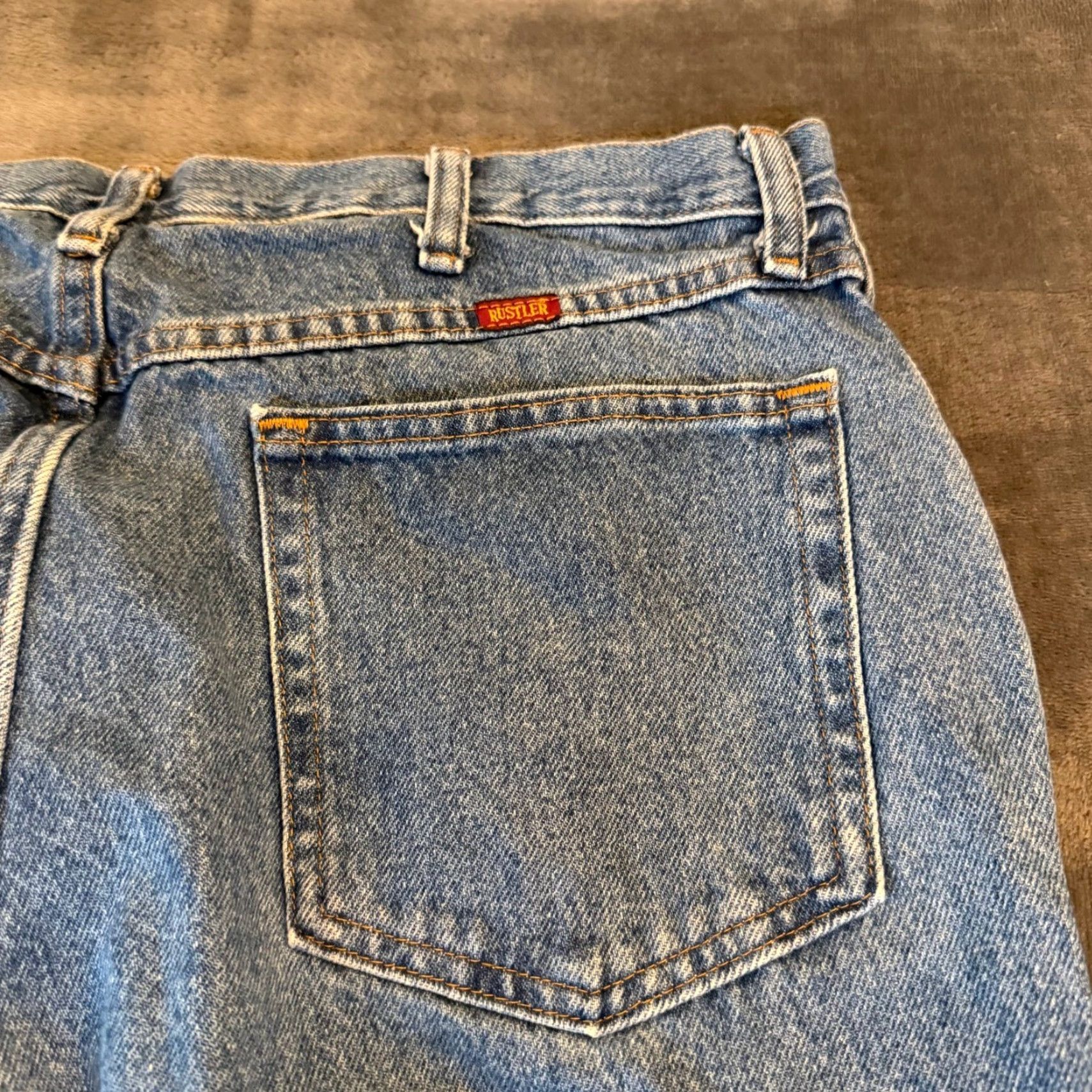 Denime Rustler Jeans Mens 36" Waist 30" Inseam Regular Fit Straight Leg Blue Denim 87619SW Medium Wash Size US 36 / EU 52 - 2 Thumbnail