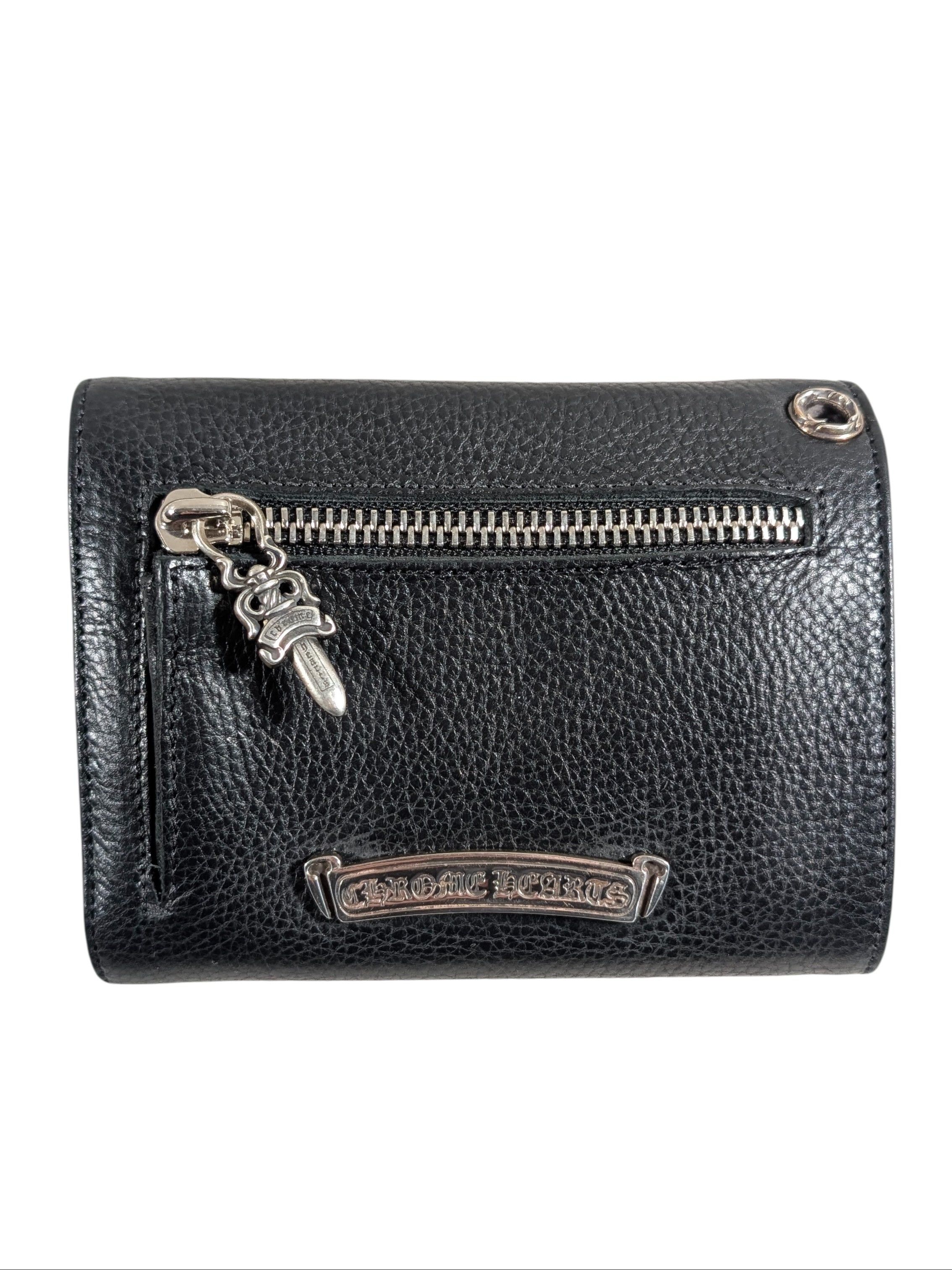 Chrome Hearts Wave Mini Wallet Zipper Dagger Black Leather Size ONE SIZE - 2 Thumbnail