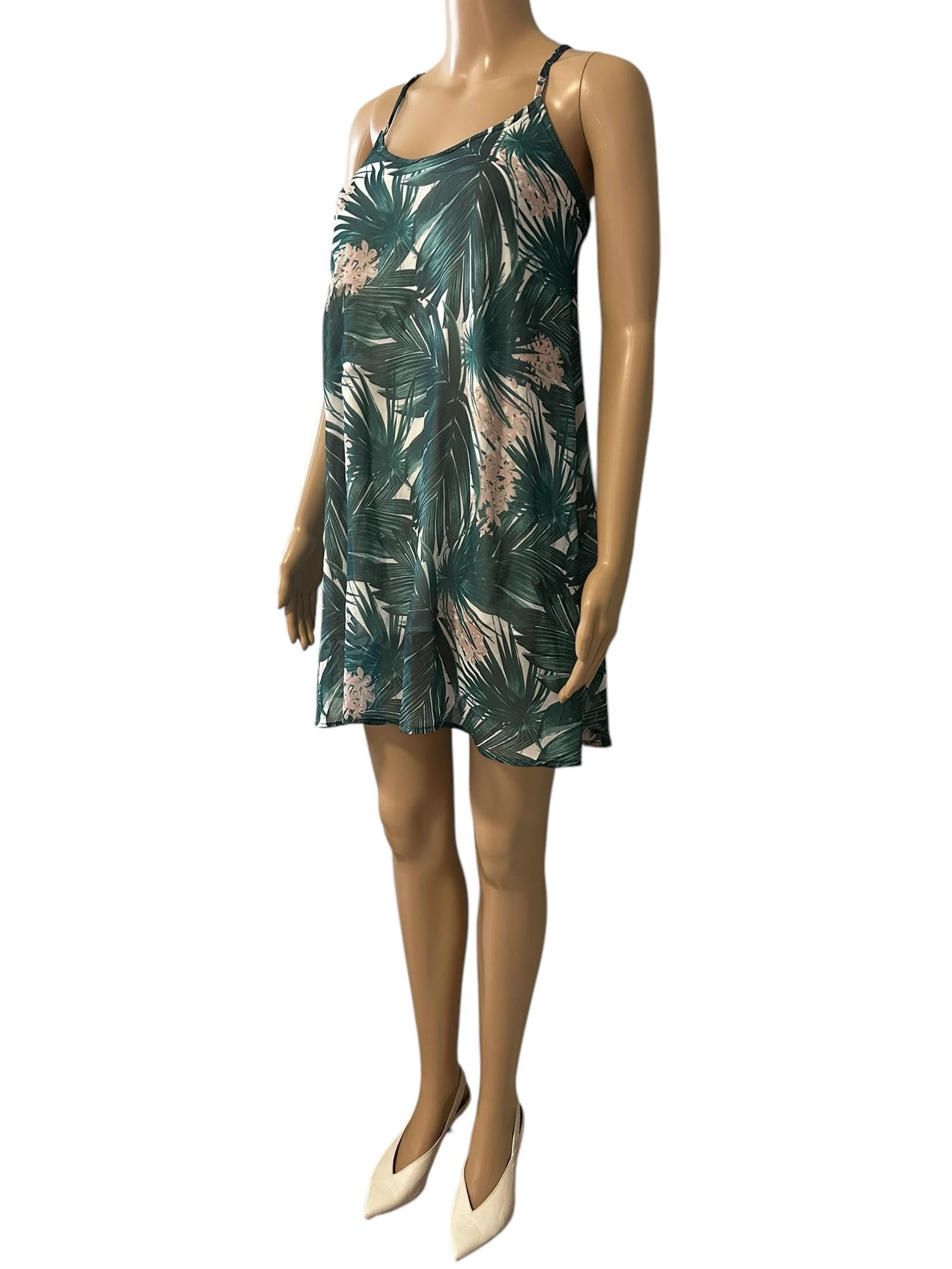 Designer Coquelicot Tropical Print Spaghetti Strap Dress Size XS / US 0-2 / IT 36-38 - 2 Thumbnail