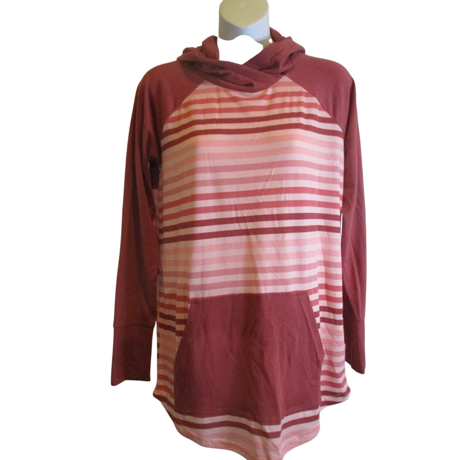 Other NWT LuLaRoe Amber Hoodie Pink Mauve Solid and Stripe SMALL Size S / US 4 / IT 40 - 1 Thumbnail