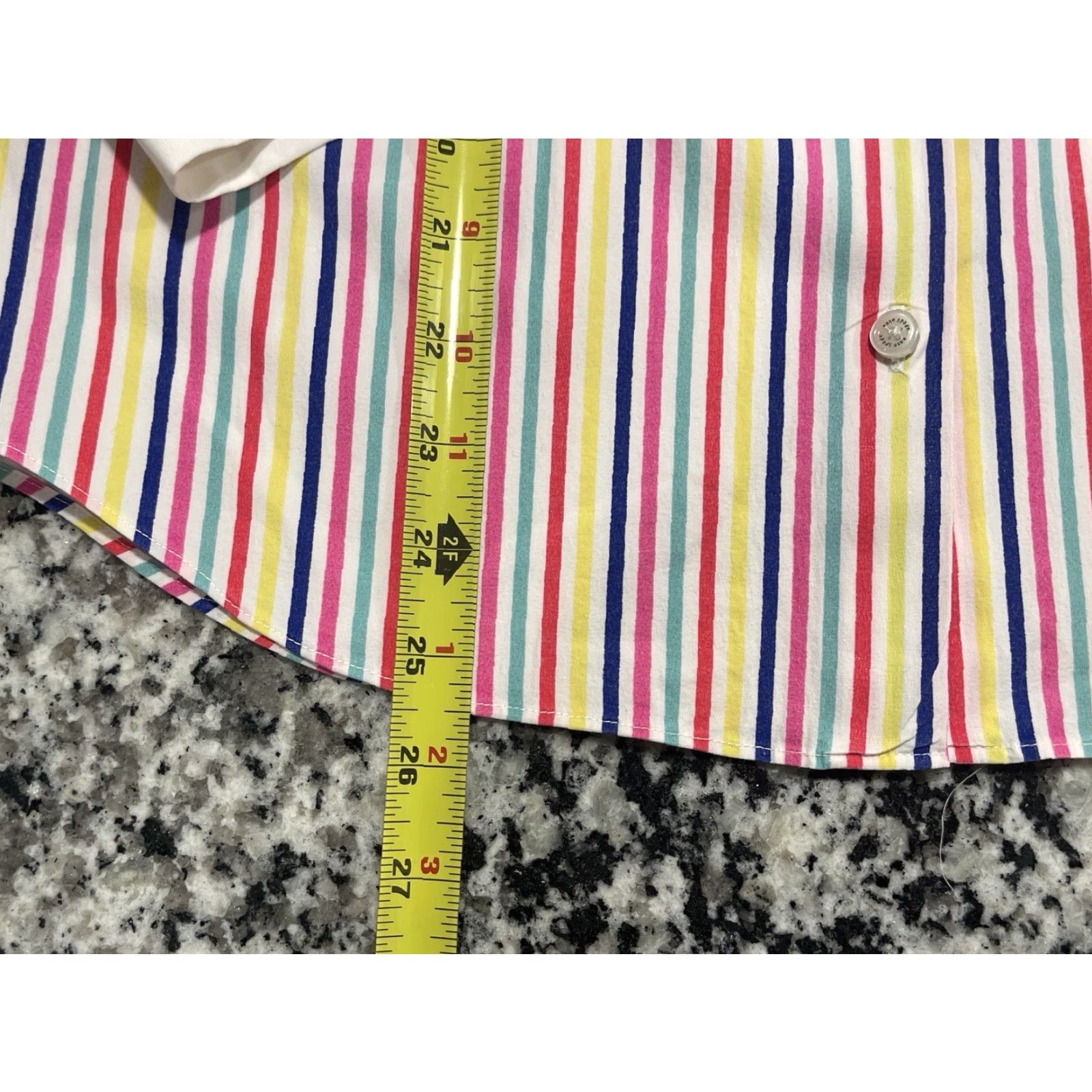 Rainbow Kate Spade Rainbow Long Sleeve Button-Down Shirt Sz 2 Womens Denim Cotton Elastane Ruffle Collared Shirt, Basic, Regular Size Type Size XS / US 0-2 / IT 36-38 - 2 Thumbnail