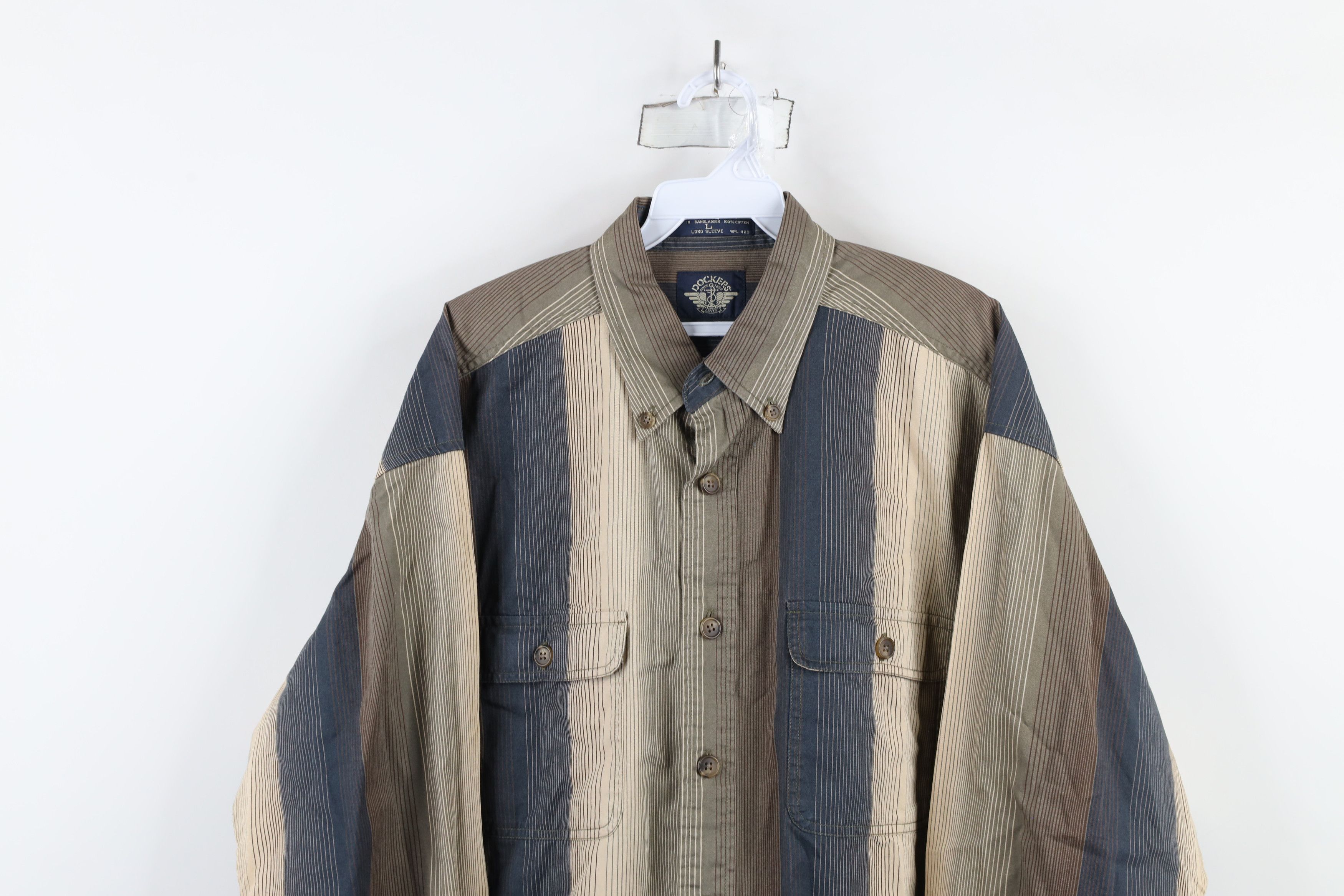 Vintage Vintage 90s Streetwear Striped Button Down Shirt Earth Tone Size US L / EU 52-54 / 3 - 2 Thumbnail