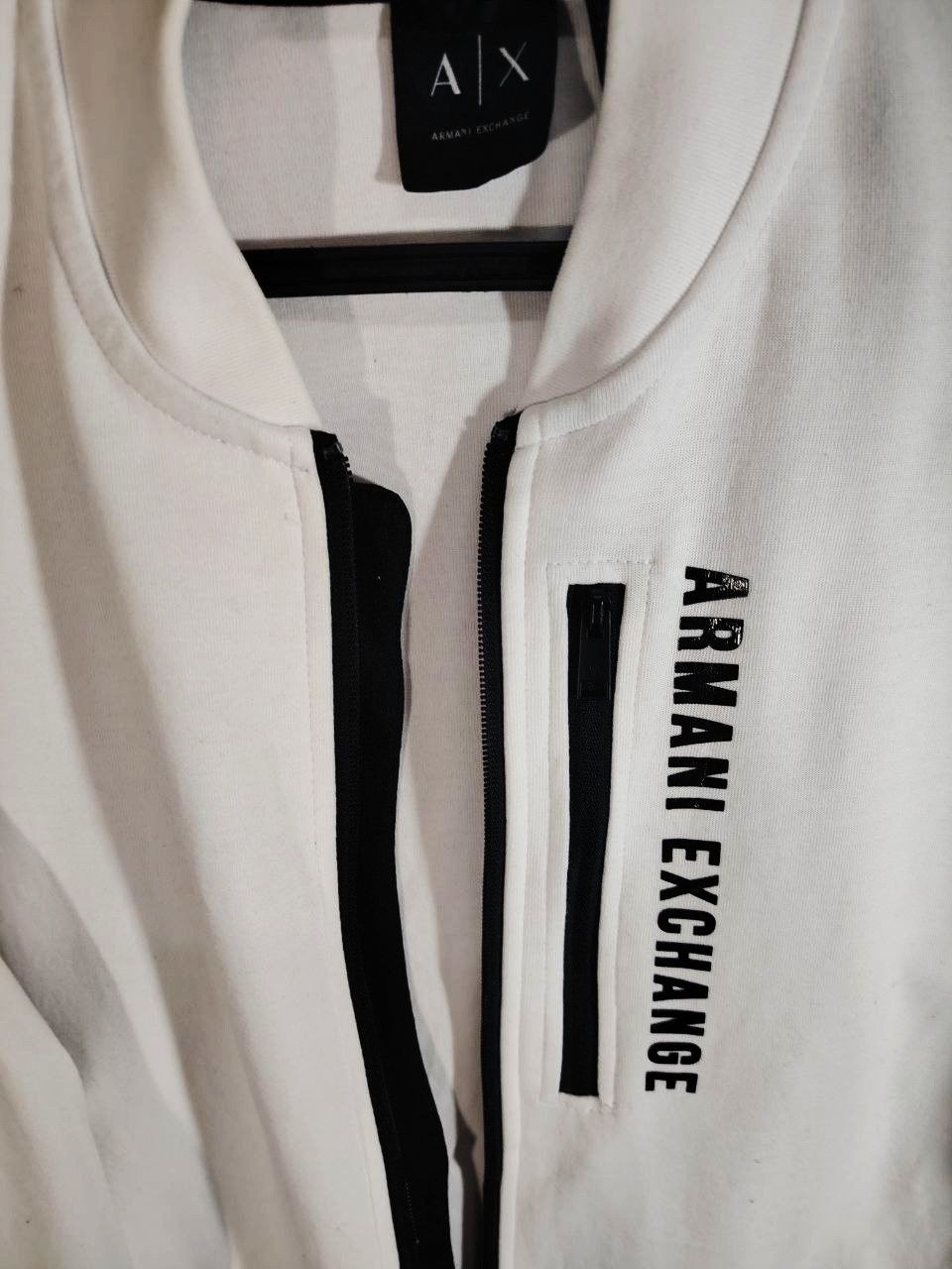 Armani Exchange ARMANI EXCHANGE A|X White Zip-Up Bomber Sweatshirt - Size XS / US 0-2 / IT 36-38 - 4 Thumbnail