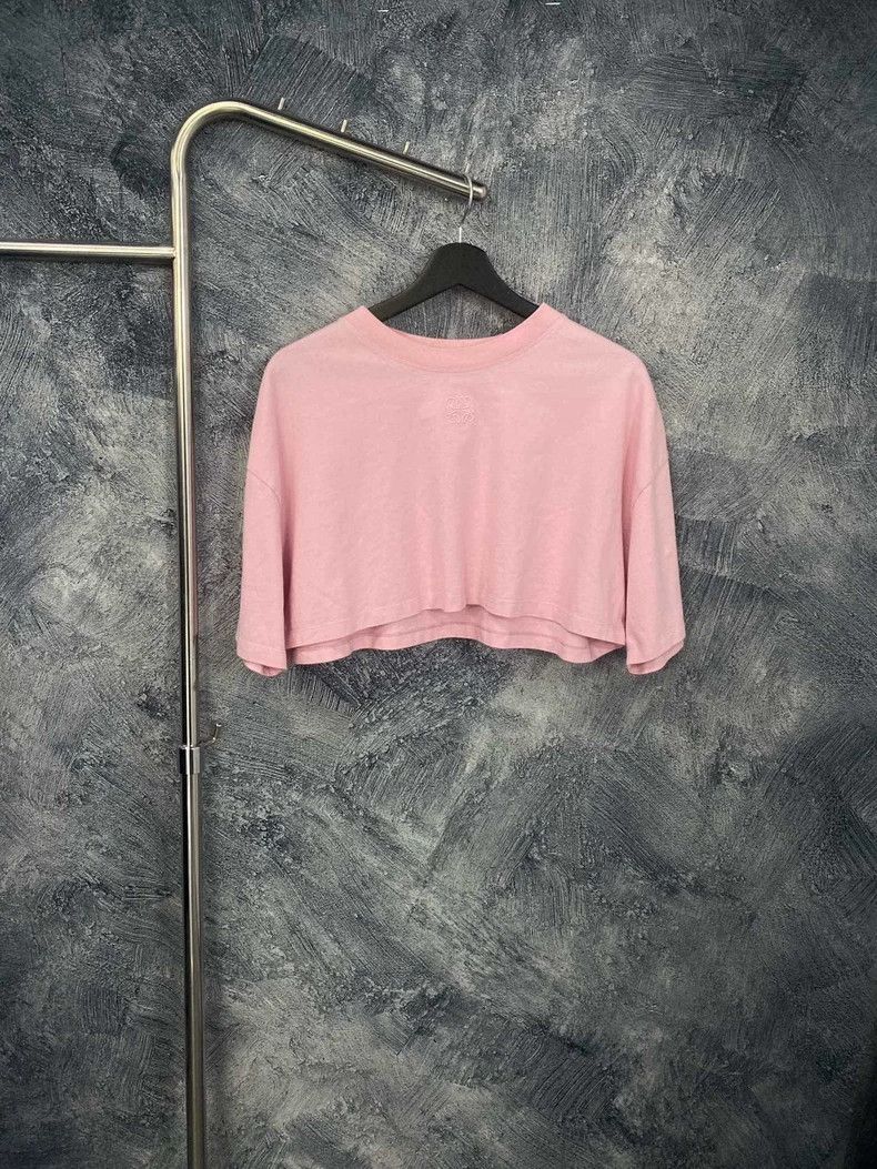 Loewe Loewe Pink Embroidered Logo Crop T-shirt - dmc Size US XS / EU 42 / 0 - 1 Thumbnail