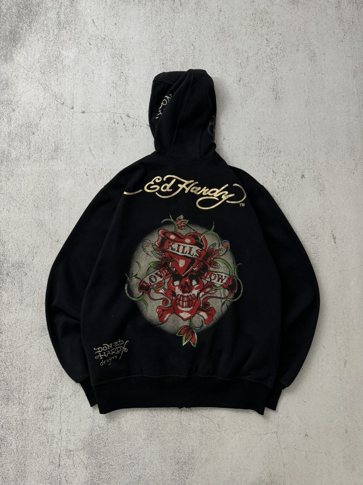 Ed Hardy Christian Audigier Y2K Vintage Zip Hoodie