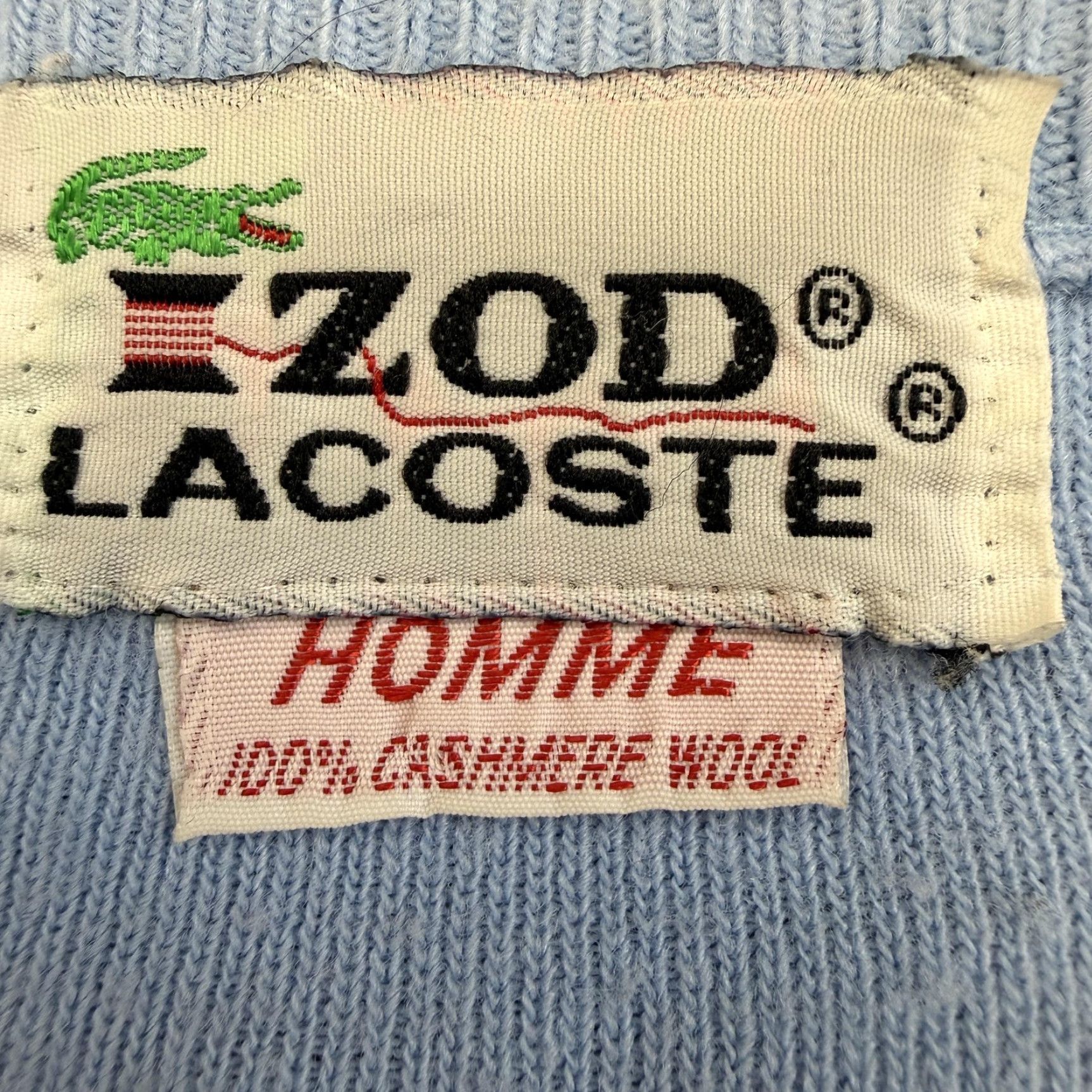 Izod VINTAGE Izod Lacoste Sweater Mens M Blue V-Neck 100% Cashmere Wool 80s Pullover Knit Solid" Size US M / EU 48-50 / 2 - 5 Thumbnail