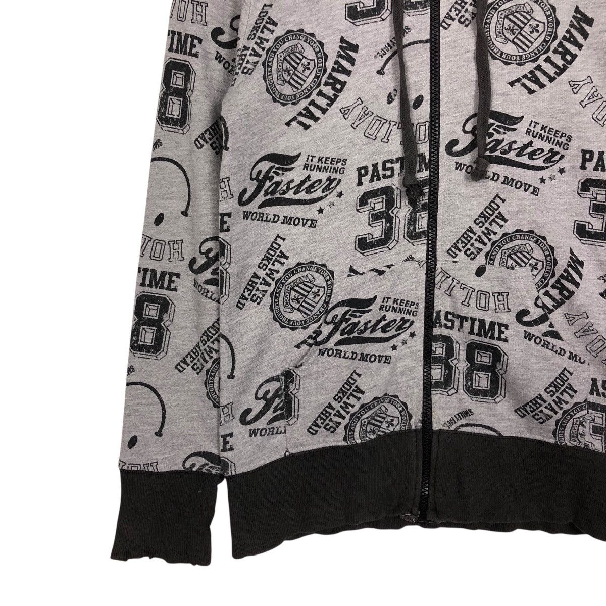 Japanese Brand Smiley Face All-Over Print Zip Hoodie – Grey/Black Size US M / EU 48-50 / 2 - 5 Thumbnail