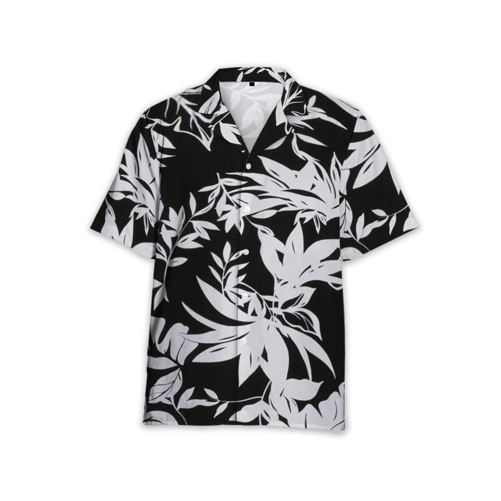 Designer Leaf-Print Camp Shirt – Laid-Back Vibes with Botanical Edge Size US L / EU 52-54 / 3 - 1 Thumbnail