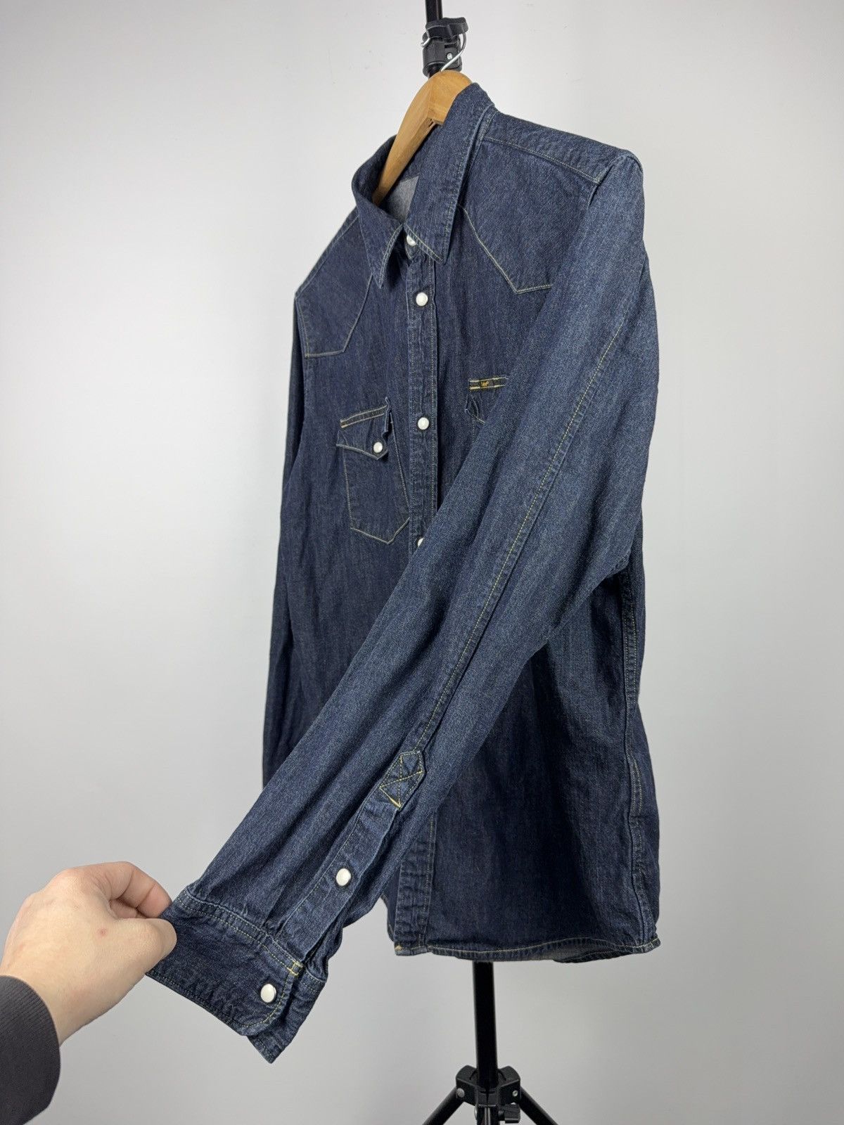 Lee Lee Slim Western Cowboy USA Denim Shirt Blue Snap Button L Size US L / EU 52-54 / 3 - 5 Thumbnail