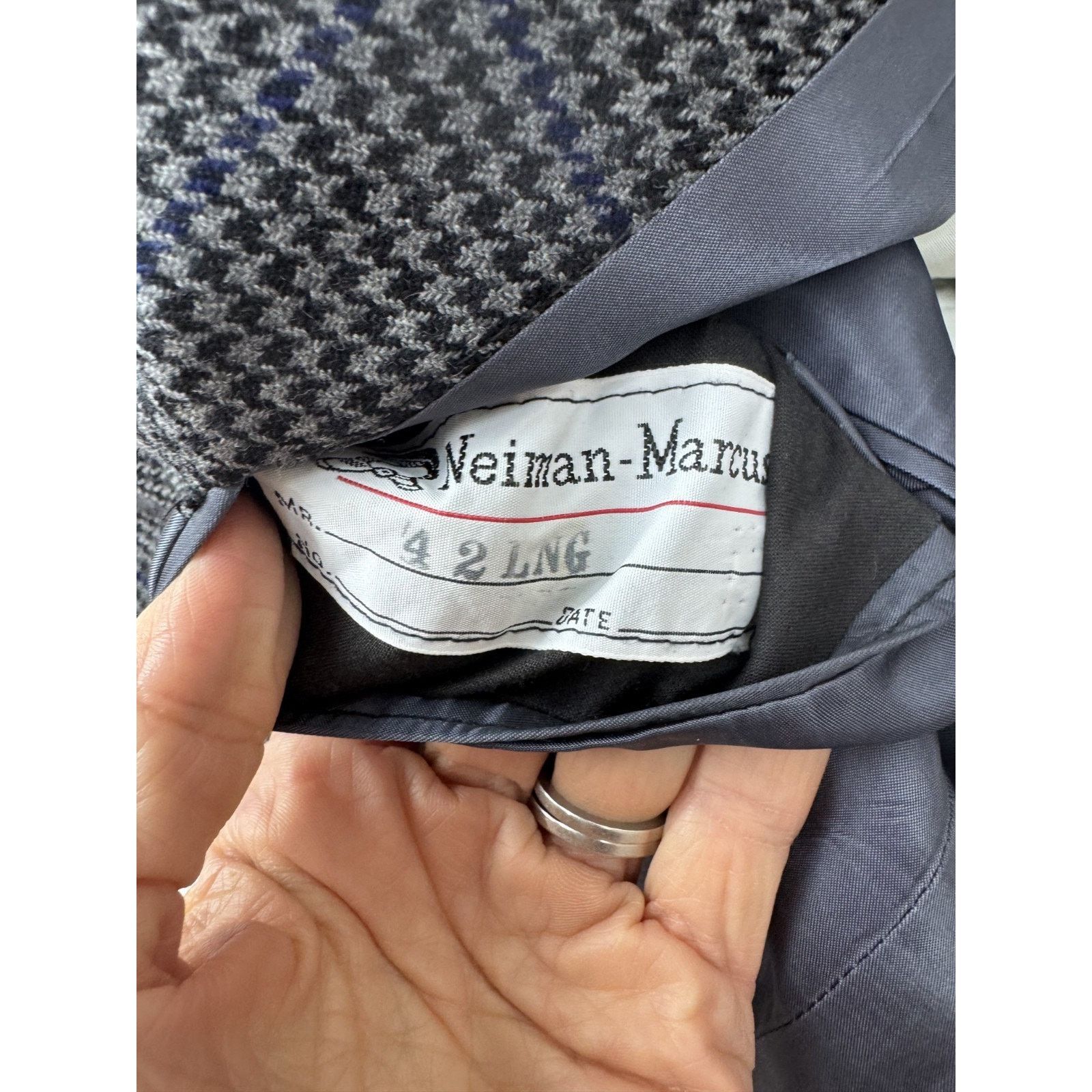 Neiman Marcus Neiman Marcus Wool Blazer Coat Houndstooth Men 42 Long Size 42L - 5 Thumbnail