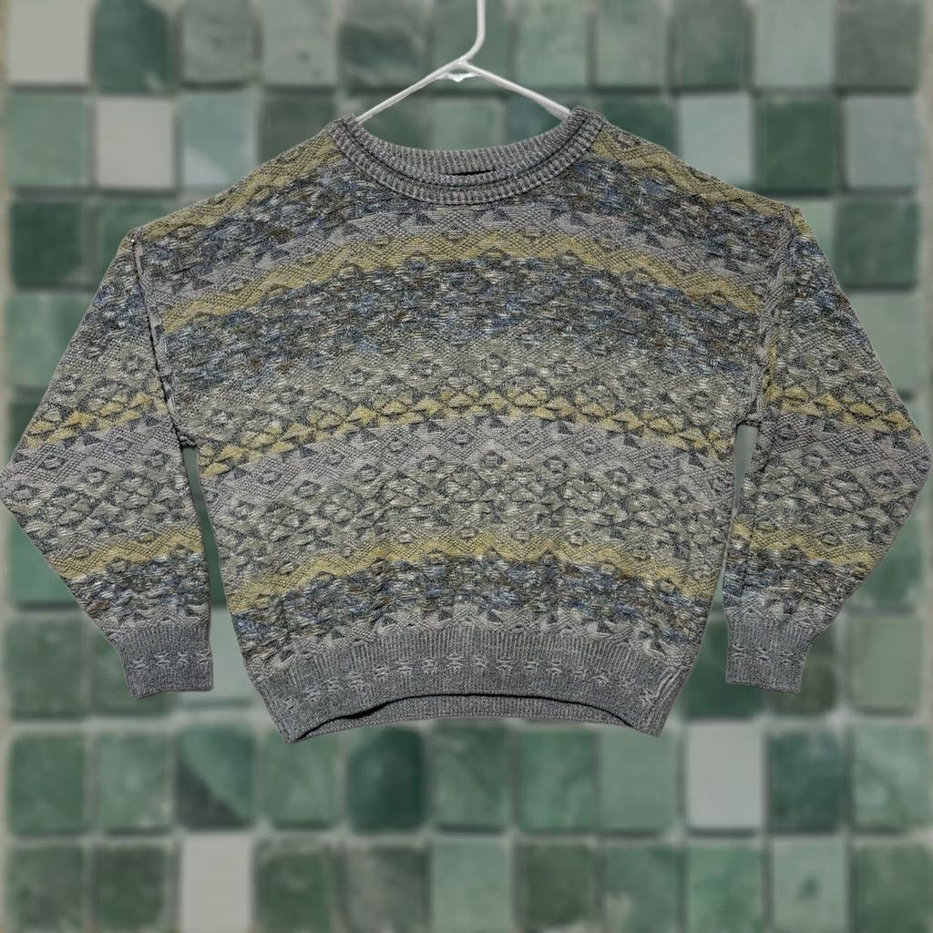 Vintage VINTAGE Conte Di Milano Men's M Sweater Geometric Crew Neck Heavyweight Knit Pullover Size US M / EU 48-50 / 2 - 1 Thumbnail