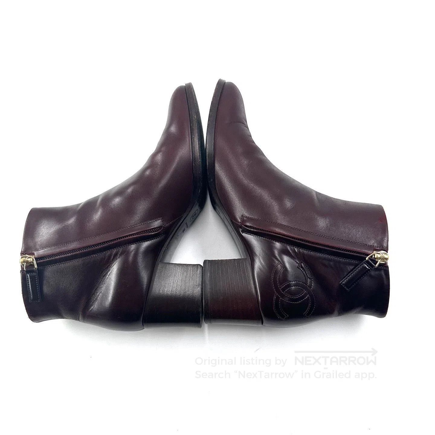 Chanel Chanel Red-Brown Block Heel Leather Boots. Size US 8 / IT 38 - 6 Thumbnail