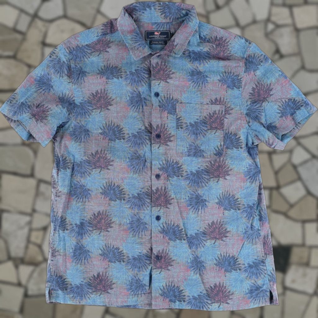 Vineyard Vines Vineyard Vines Cabana Chambray Short Sleeve Floral Shirt Blue M Mens Size US M / EU 48-50 / 2 - 1 Thumbnail
