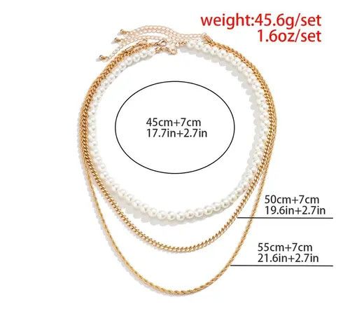 Jewelry Unisex layered pearl necklace chains fashion accessories Size ONE SIZE - 4 Thumbnail